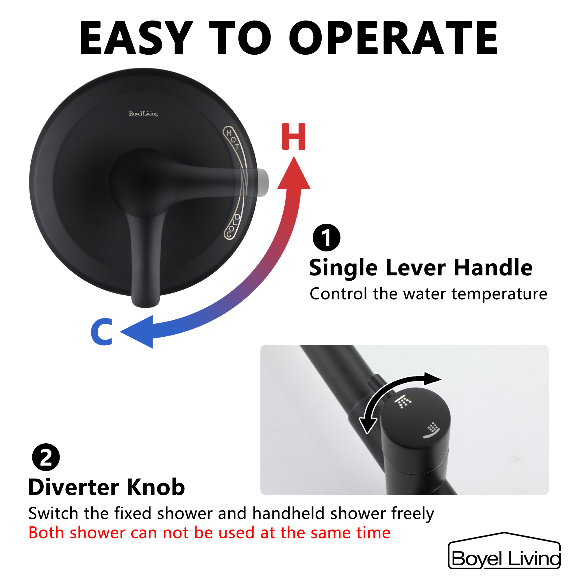 8 Inch Stainless Steel Overhead Shower System Showerhead In Matte Black