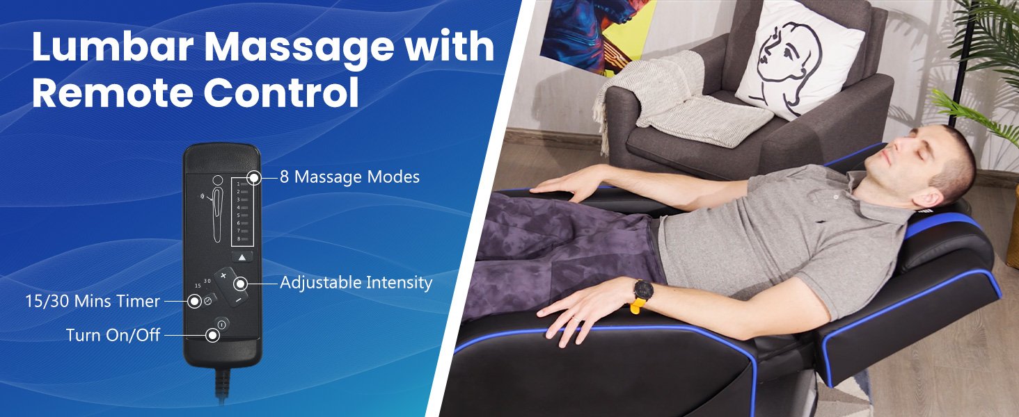 Massage Gaming Recliner PU Leather Chair with Footrest