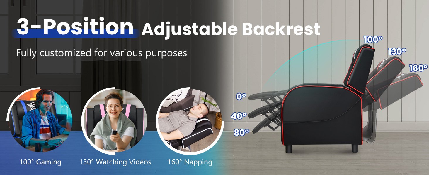 Massage Gaming Recliner PU Leather Chair with Footrest