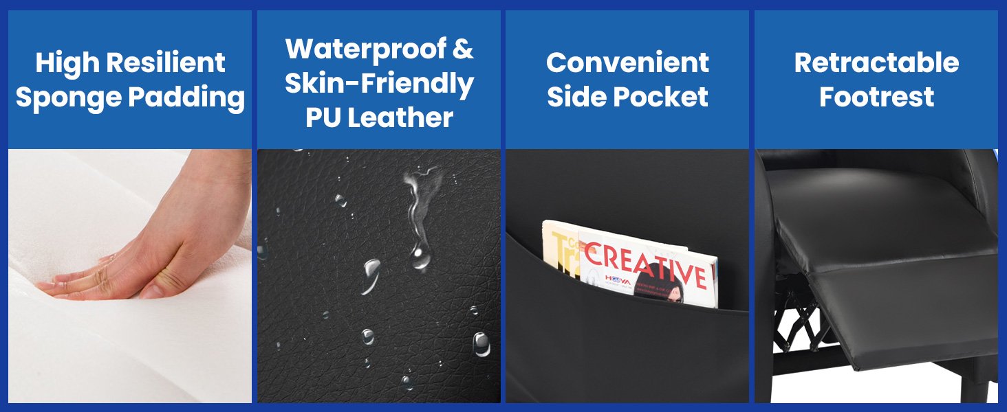 Massage Gaming Recliner PU Leather Chair with Footrest