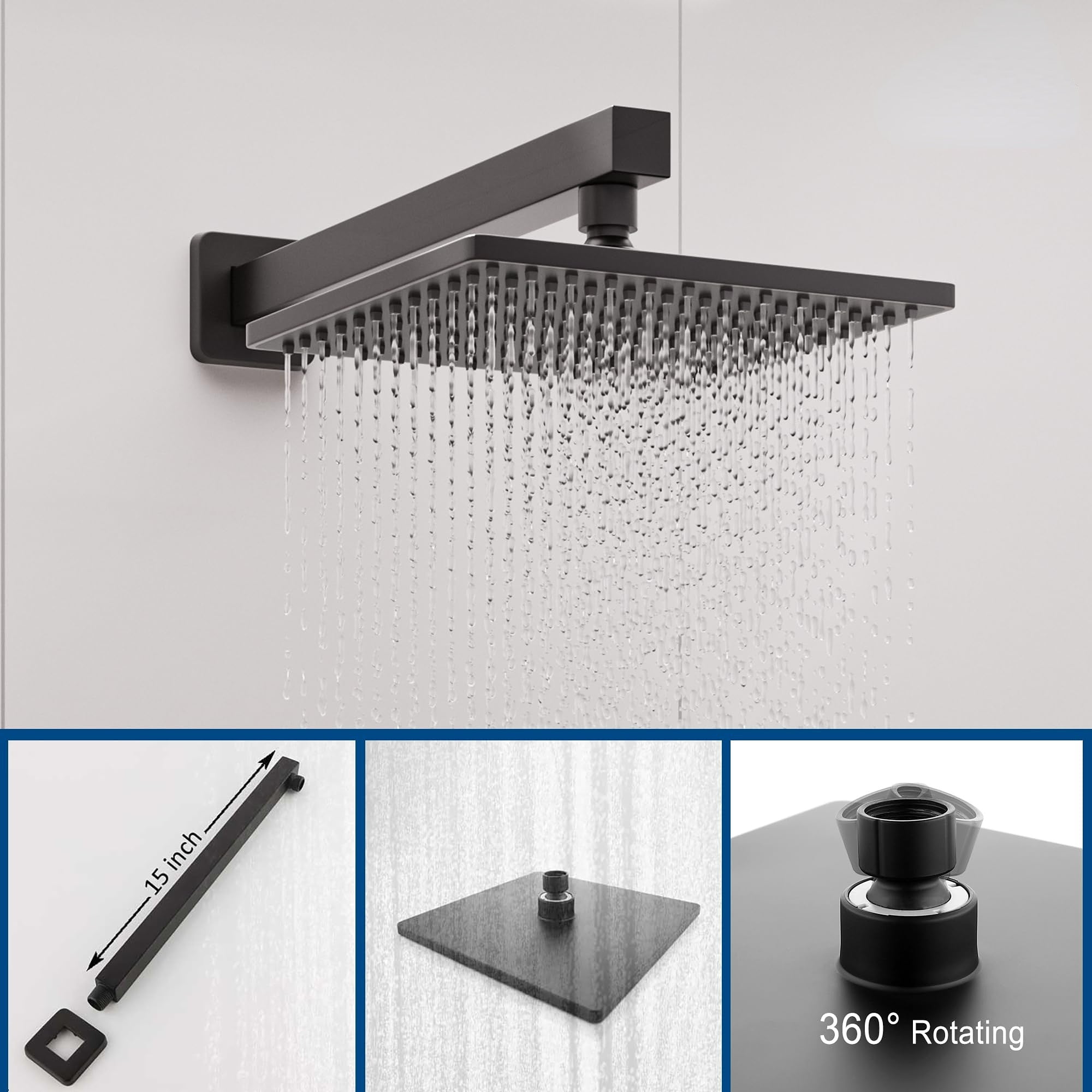 9 Inch Square Shower Faucet - Single-Handle, High-Pressure 1-Spray Shower Head with Valve, Easy Installation, Modern Design for Bathroom Brushed Nickel