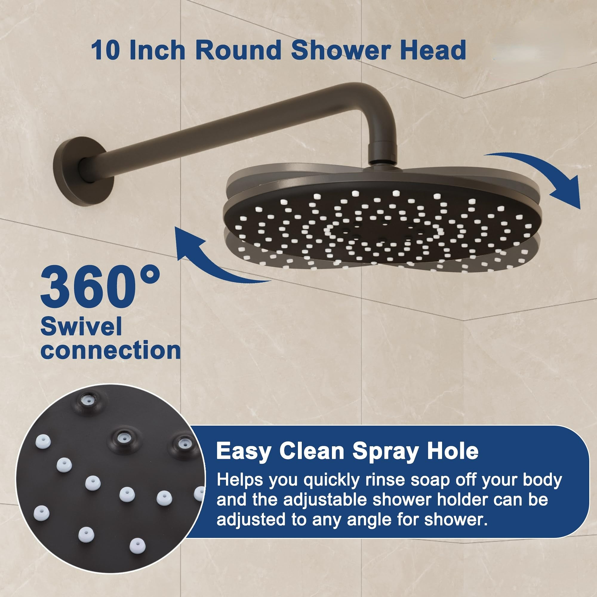 Boyel Living 10 Inch Shower Faucet Set Complete, Wall Mounted Shower System with Rainfall Shower Head Combo, Single Handle Shower Valve and Trim Kit