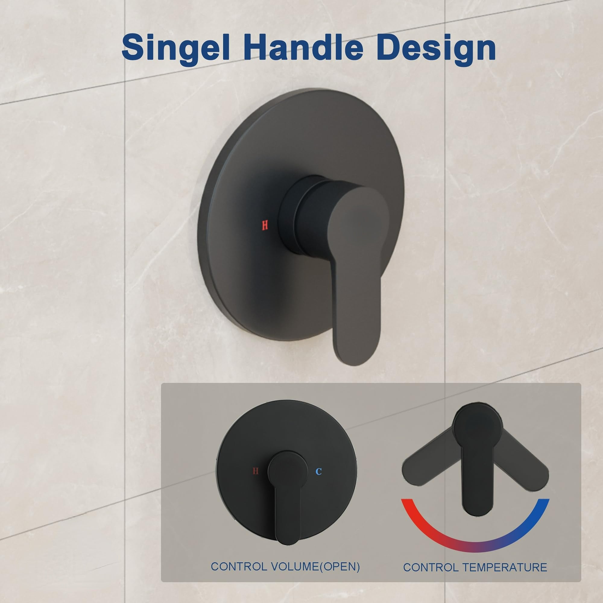 Boyel Living 10 Inch Shower Faucet Set Complete, Wall Mounted Shower System with Rainfall Shower Head Combo, Single Handle Shower Valve and Trim Kit