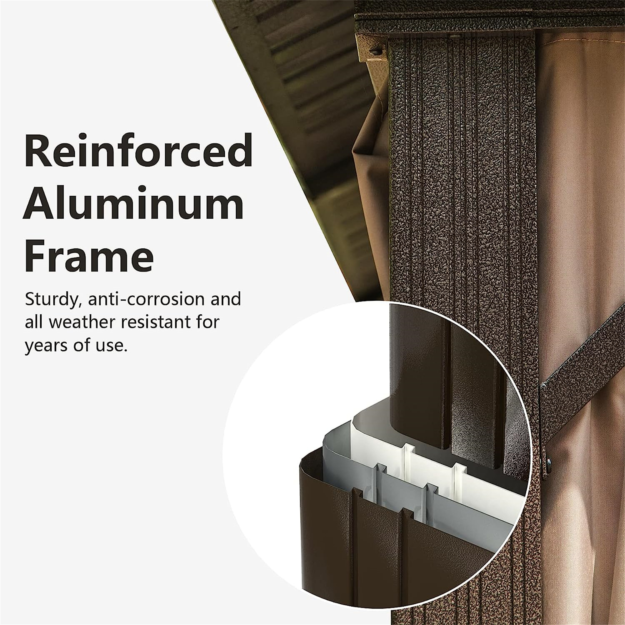 10' X 12' Patio Aluminum Frame Hardtop Gazebo Galvanized Steel Double Roof Curtain and Netting