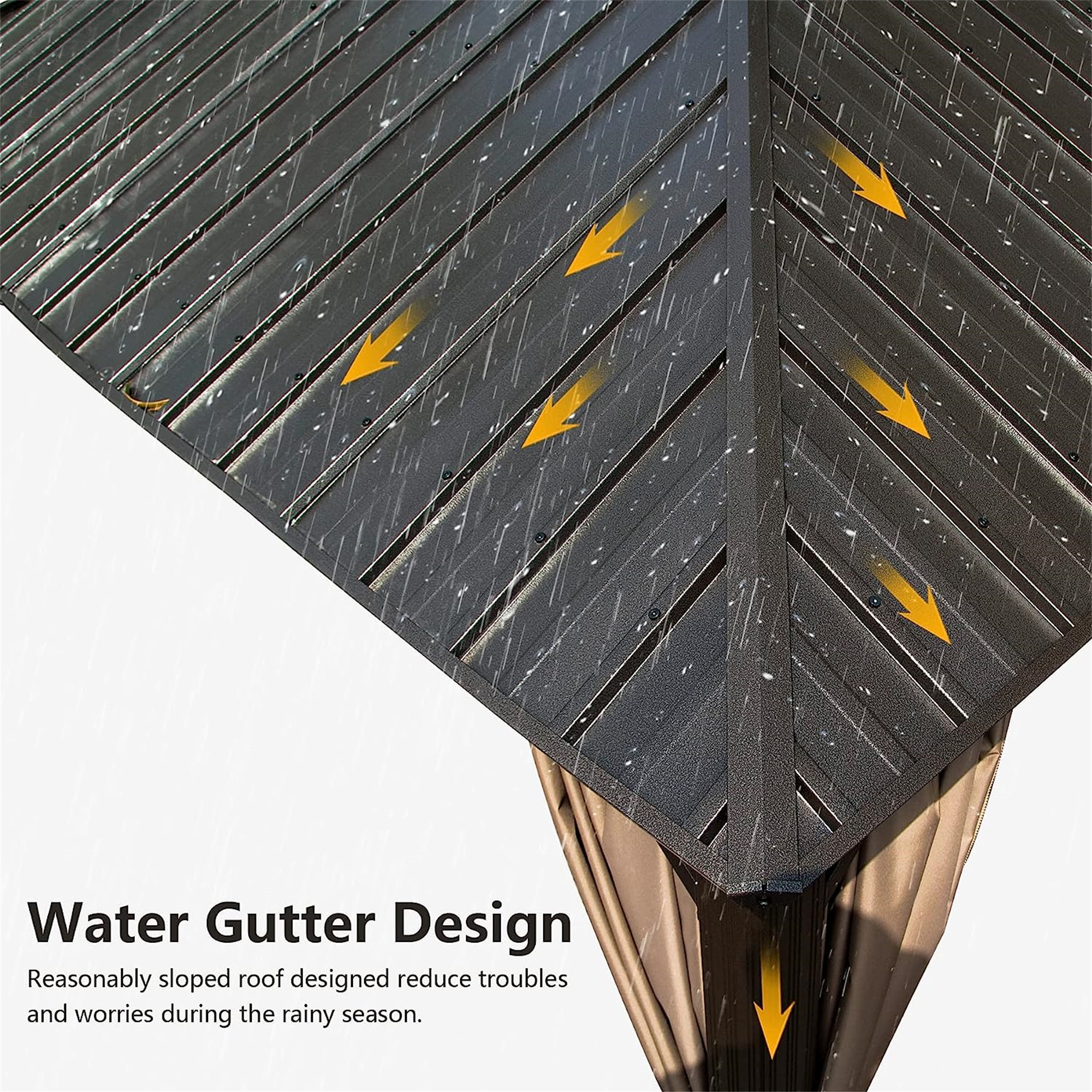 10' X 12' Patio Aluminum Frame Hardtop Gazebo Galvanized Steel Double Roof Curtain and Netting