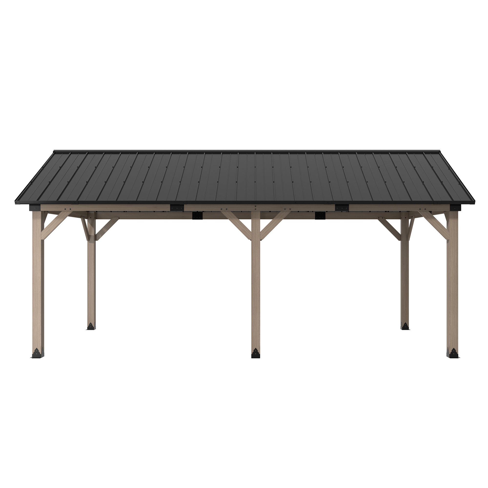 10 ft. x 12 ft. Outdoor Cedar Wood Frame Patio Gazebo Canopy Galvanized Steel Gable Hardtop Roof for Patio Lawn Backyard - Greenwich Serie