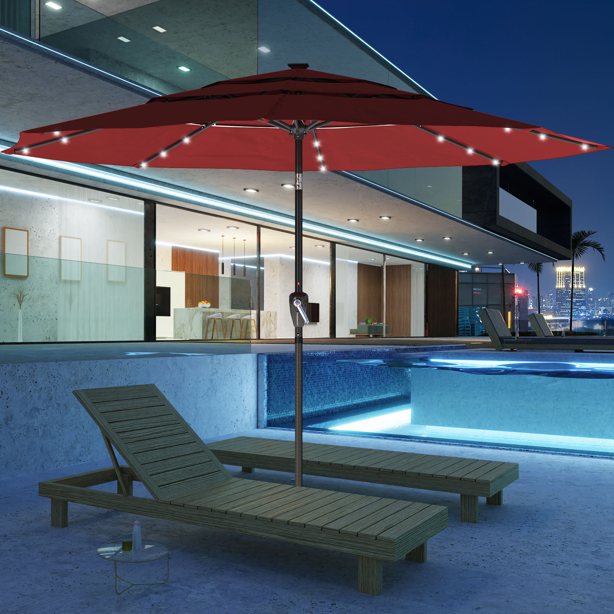 Mondawe 11-Ft Market Patio Umbrella with LED