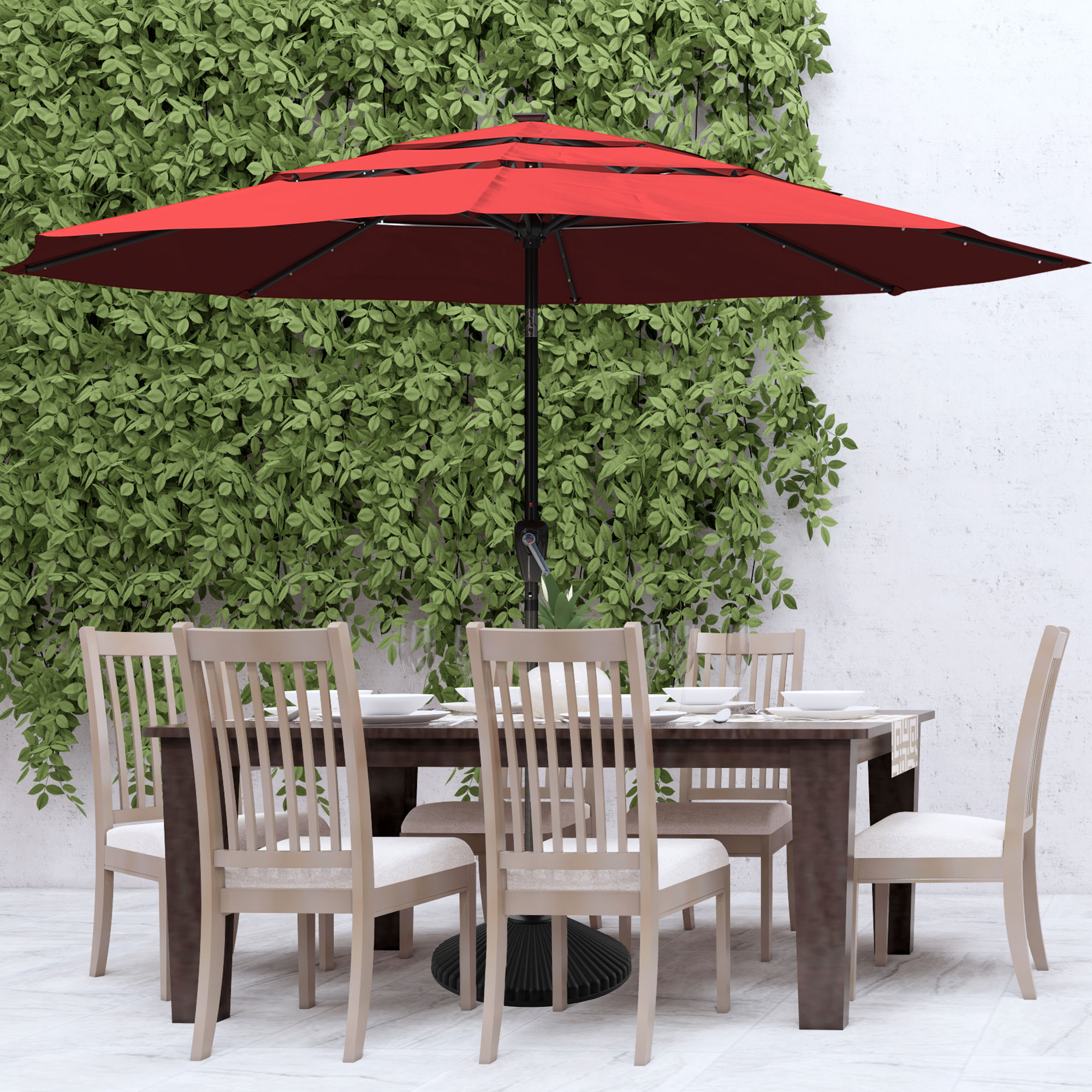 Mondawe 11-Ft Market Patio Umbrella with LED