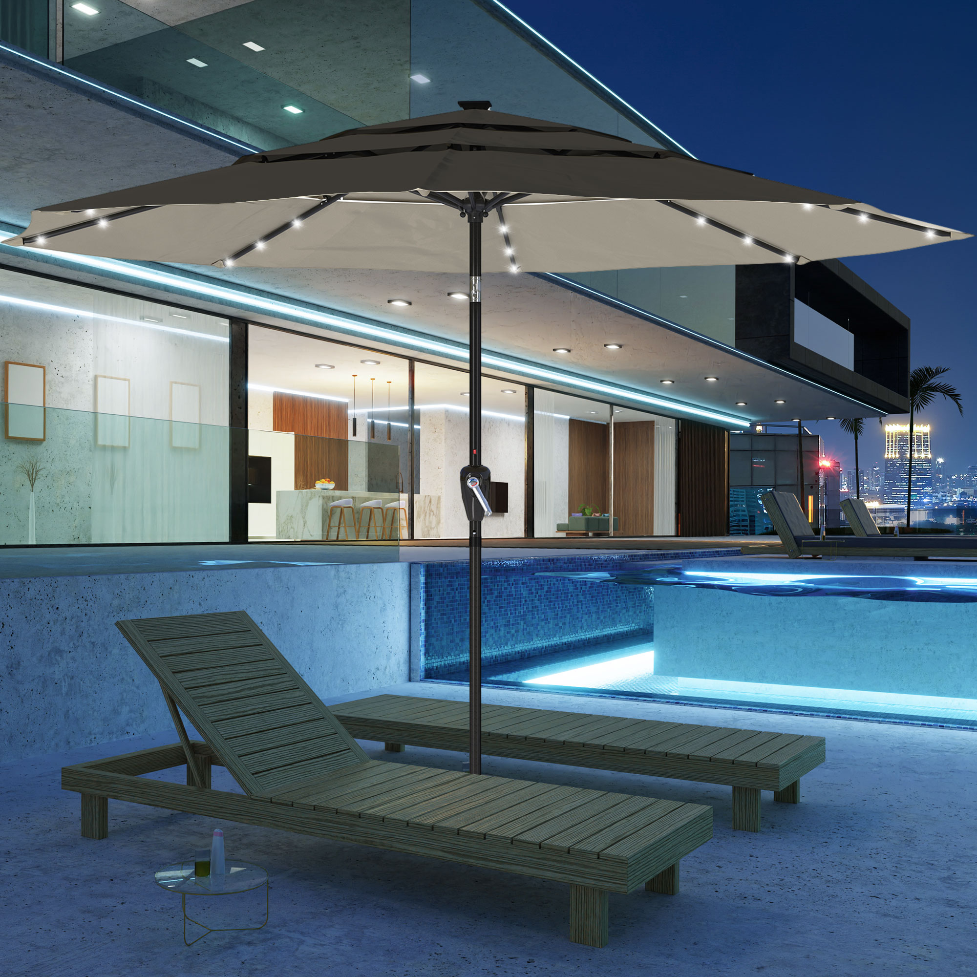 Mondawe 11-Ft Market Patio Umbrella with LED