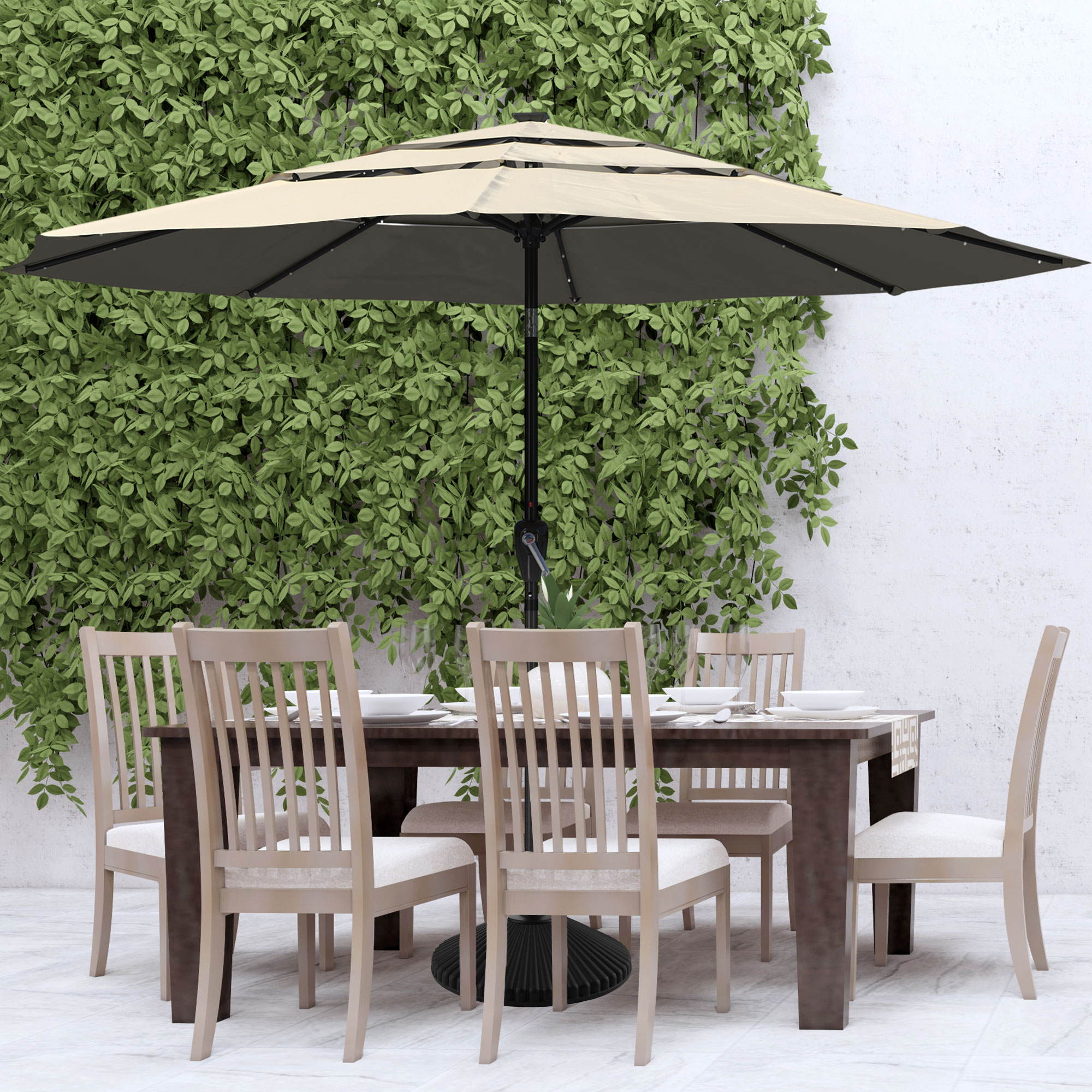 Mondawe 11-Ft Market Patio Umbrella with LED