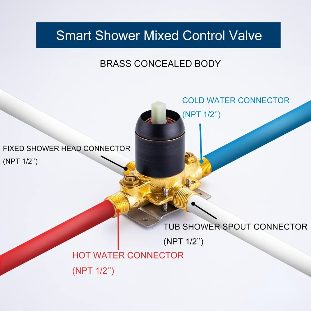 Bathtub Faucet Set, Shower System with Tub Spout 4.84 Inch 3-Spray Bathroom Shower Head, Single-Handle Shower Valve and Trim Kit (Oil Rubbed Bronze)