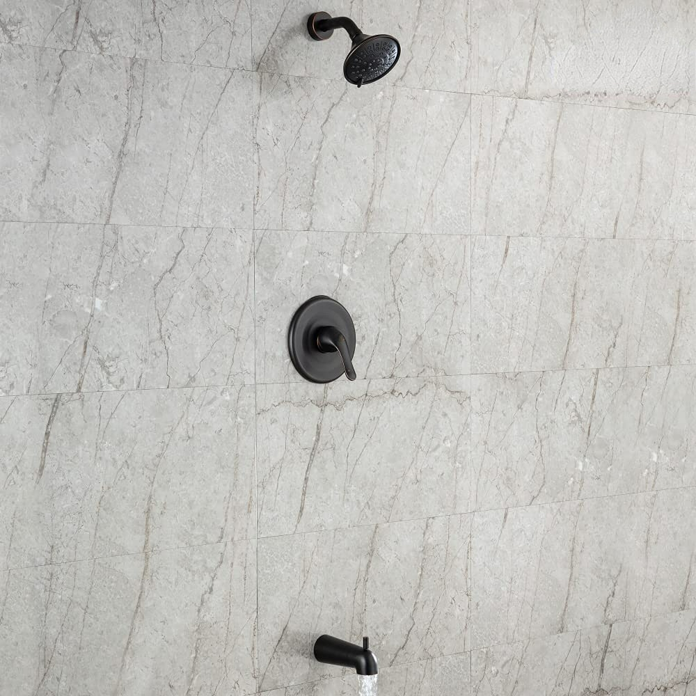 Bathtub Faucet Set, Shower System with Tub Spout 4.84 Inch 3-Spray Bathroom Shower Head, Single-Handle Shower Valve and Trim Kit (Oil Rubbed Bronze)