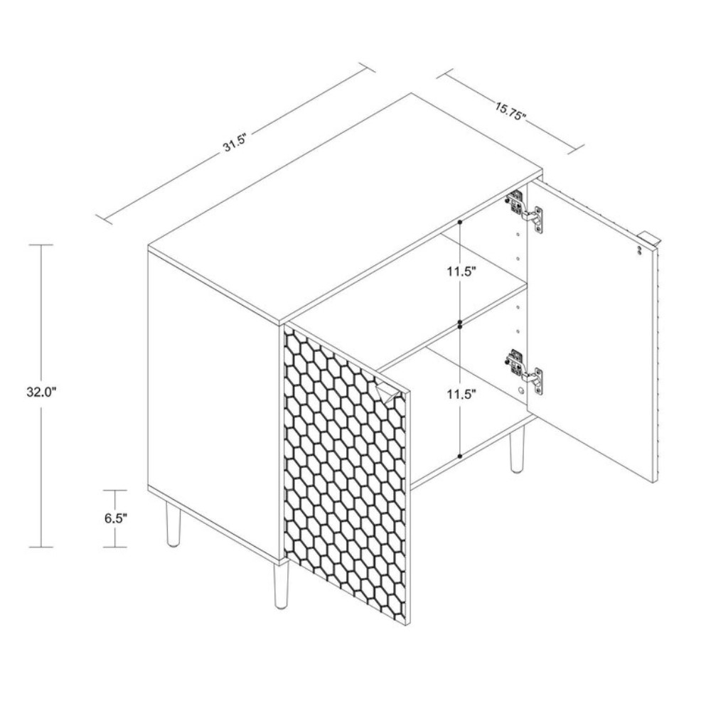 2 Door Adjustable Shelves Locker Cabinet TV Stand Side Table