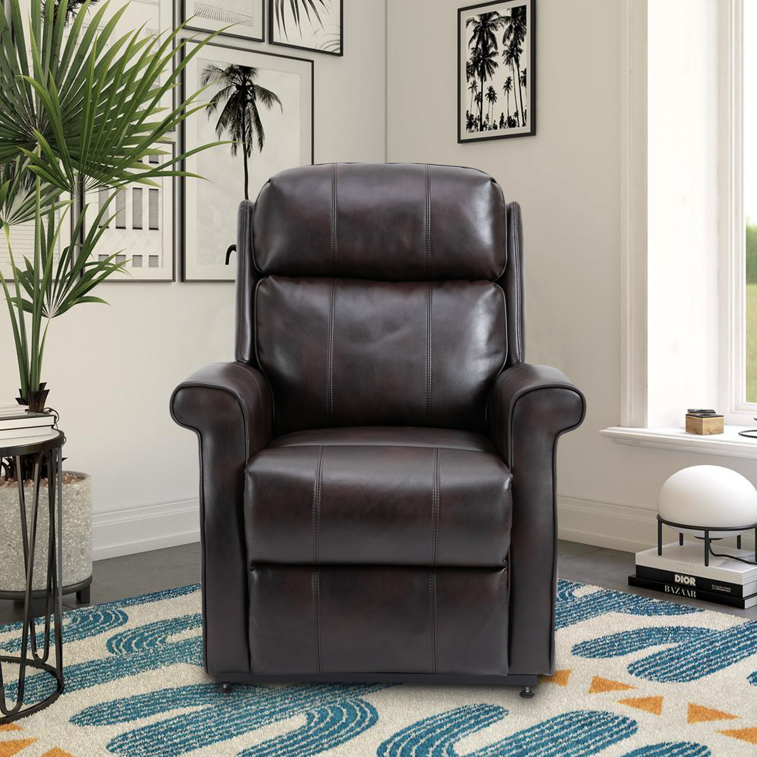 Boyel Living Electric Power Lift Recliner Soft Chair in Blue with 8-Point Massage, 2 Side Pockets,Thickened Pillow(Faux Leather)