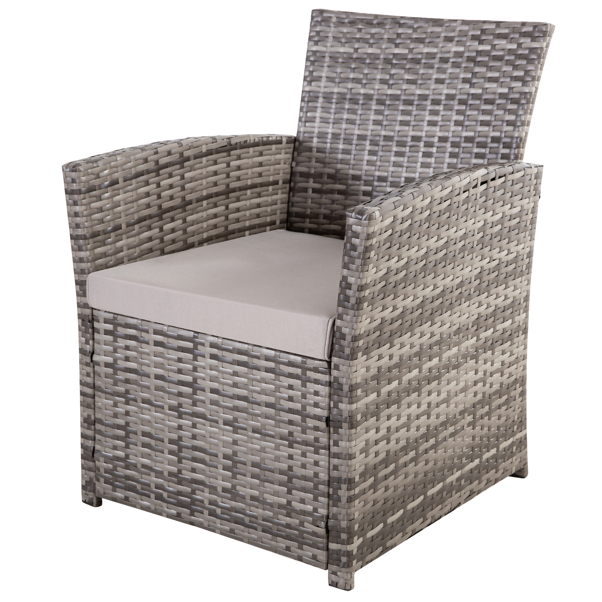 4-Piece PE Rattan Patio Furniture Set – Double Sofa, 2 Armchairs, Coffee Table with Cushions, Weather-Resistant Outdoor Conversation Set, Brown-Blue/Gray/Black-Gray/Black-Blue