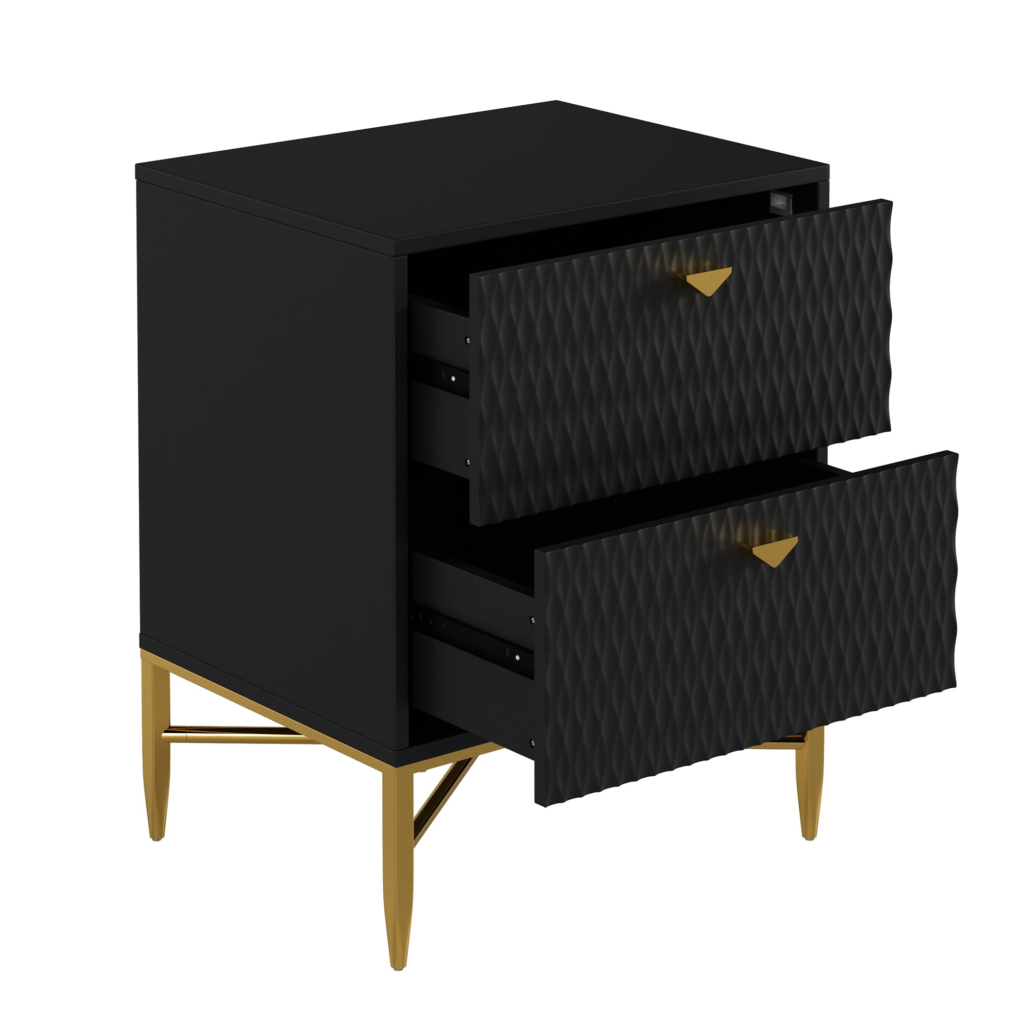  Boyel Living 2-Drawer Wood Nightstand with Square Support Legs