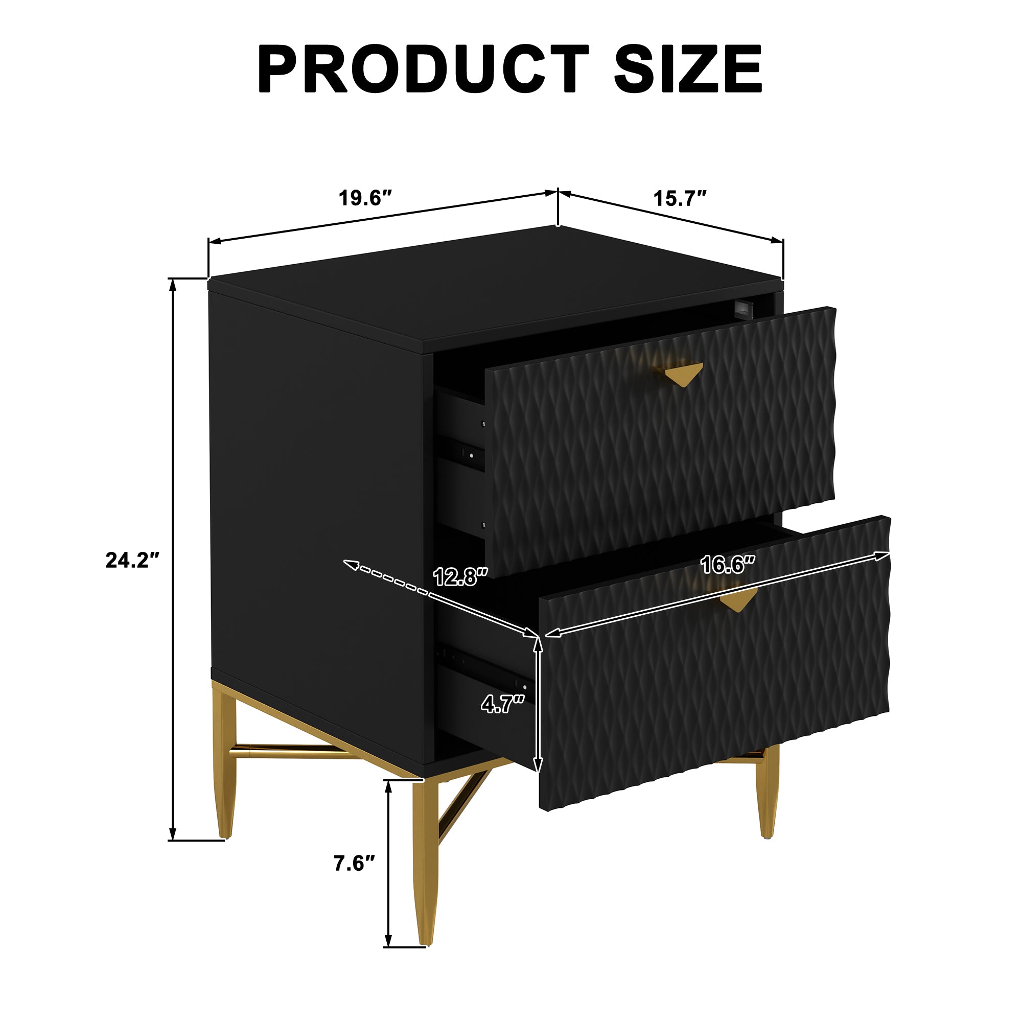  Boyel Living 2-Drawer Wood Nightstand with Square Support Legs