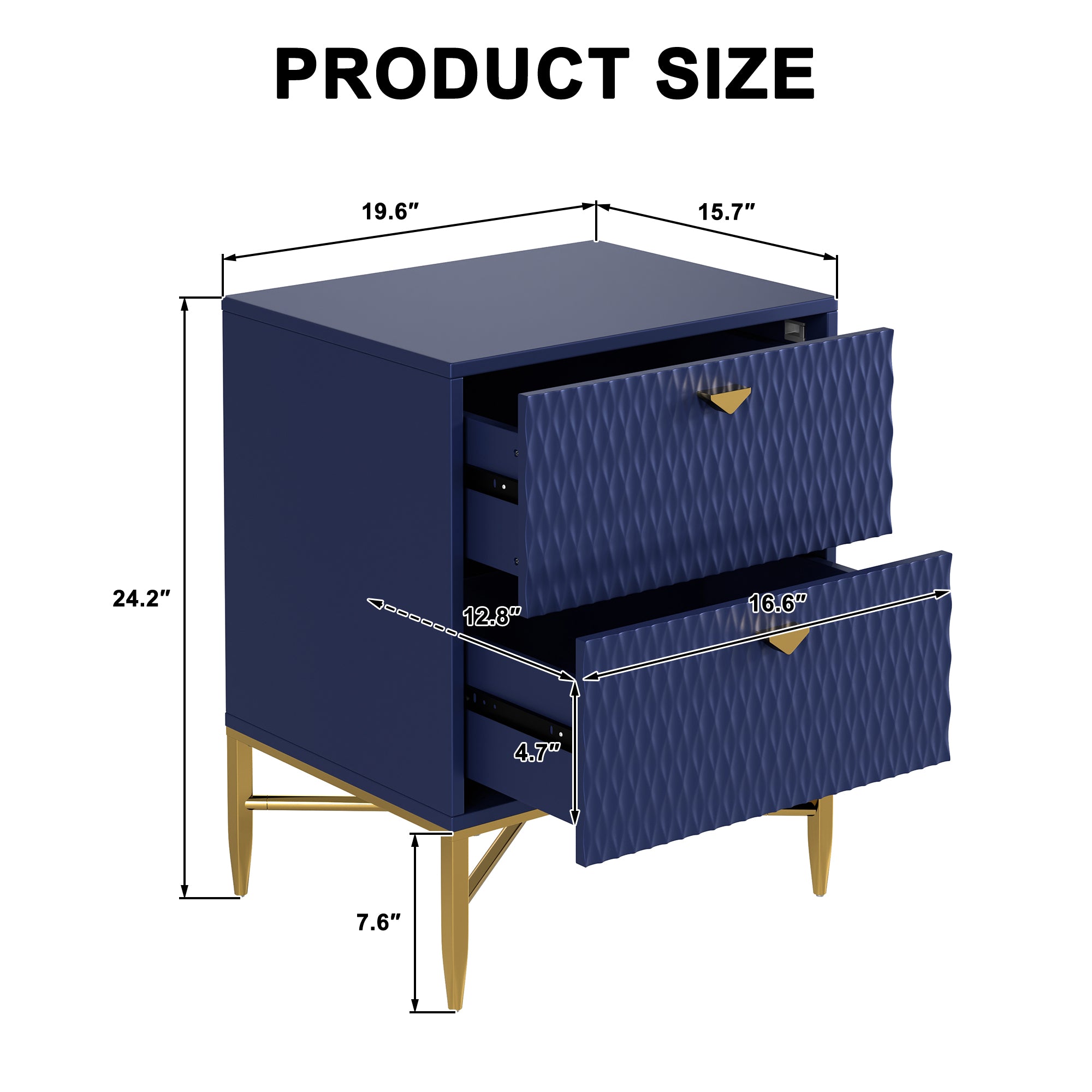  Boyel Living 2-Drawer Wood Nightstand with Square Support Legs