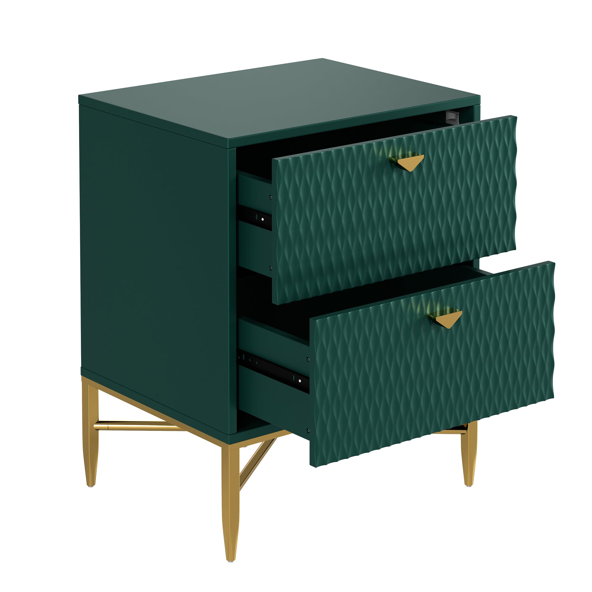  Boyel Living 2-Drawer Wood Nightstand with Square Support Legs