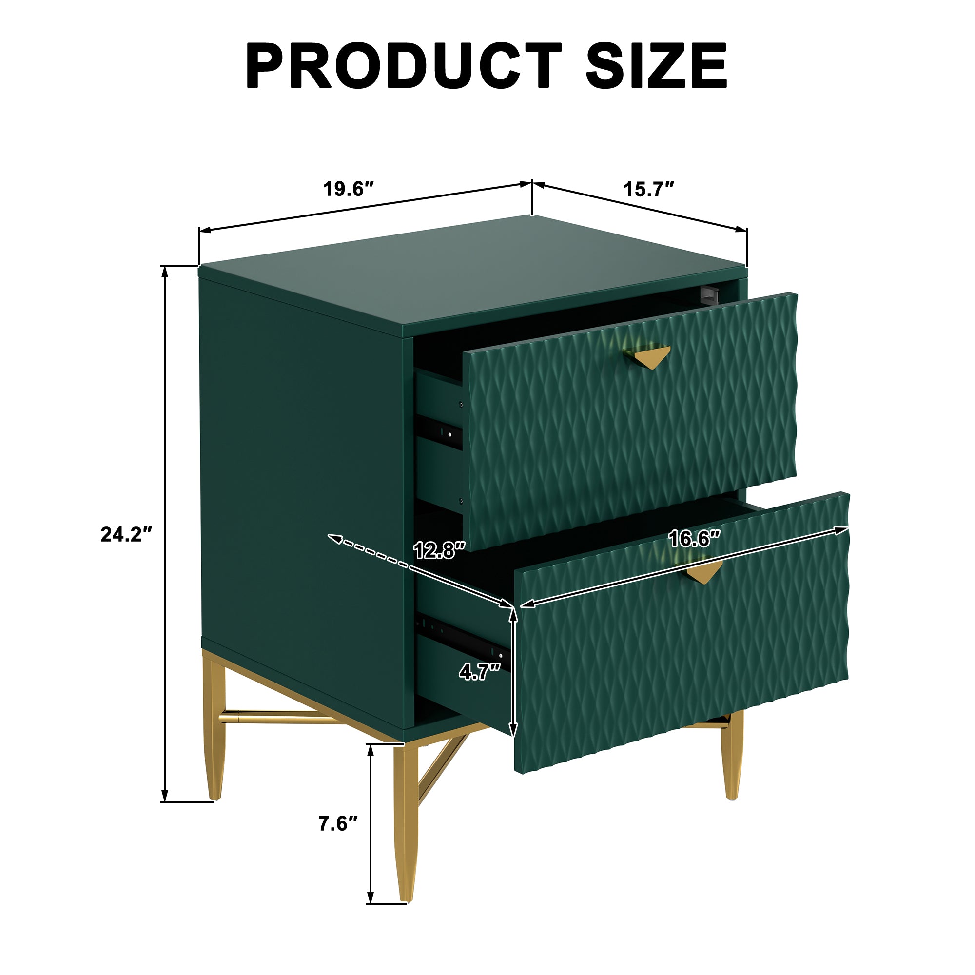  Boyel Living 2-Drawer Wood Nightstand with Square Support Legs