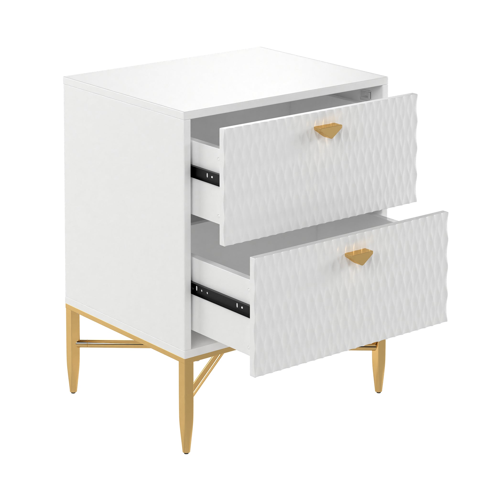  Boyel Living 2-Drawer Wood Nightstand with Square Support Legs