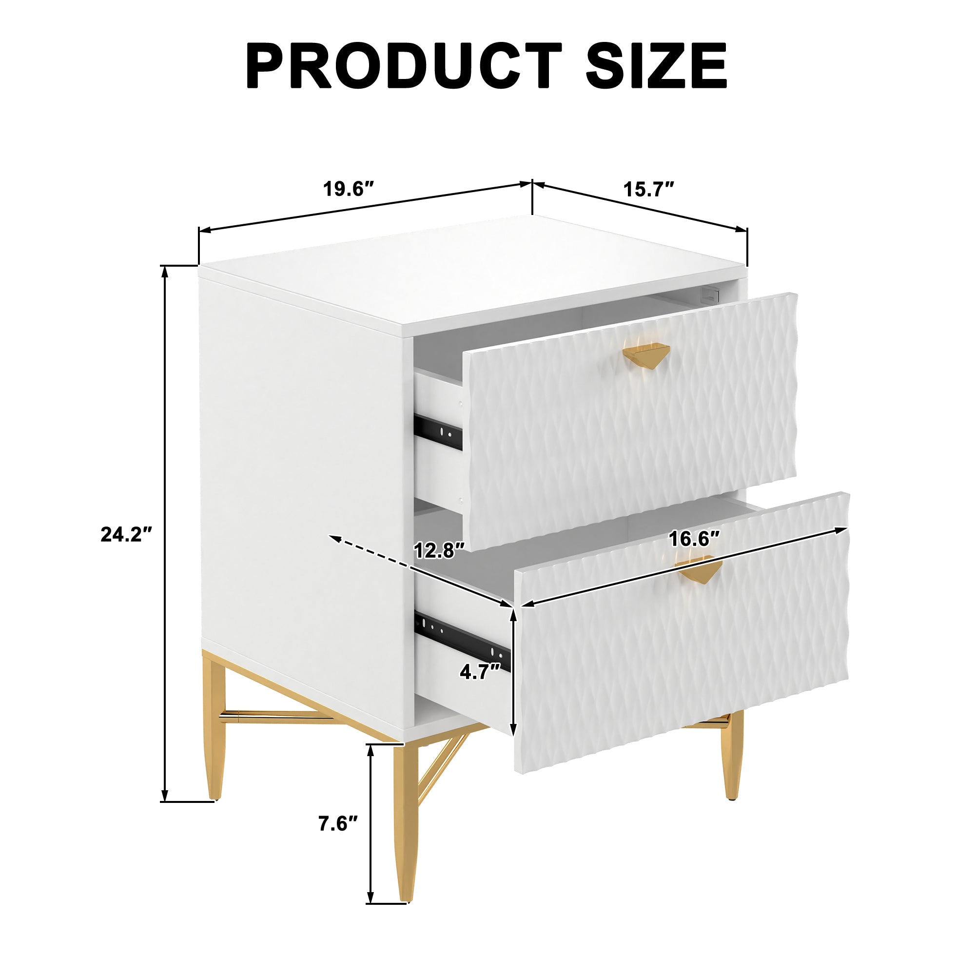  Boyel Living 2-Drawer Wood Nightstand with Square Support Legs