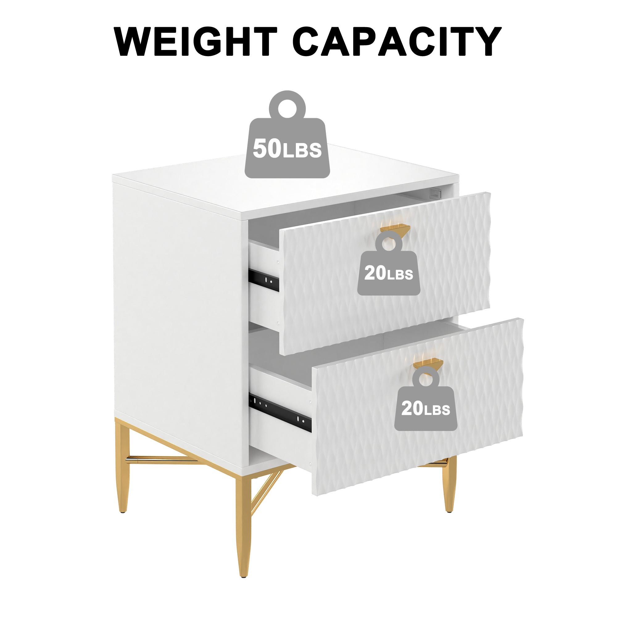  Boyel Living 2-Drawer Wood Nightstand with Square Support Legs