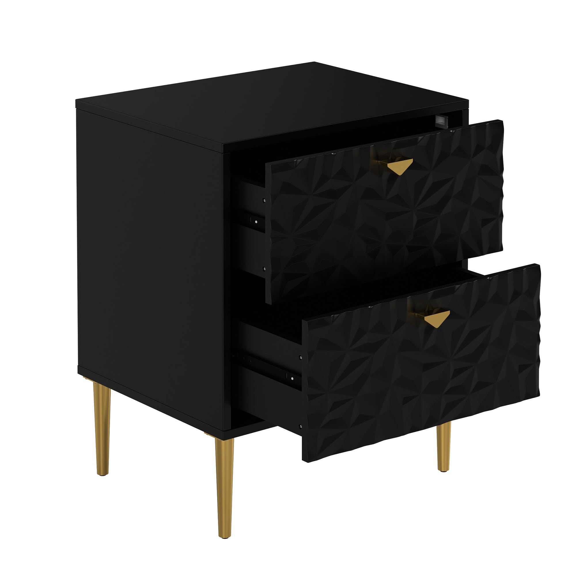 Boyel Living 2-Drawer Wood Nightstand with Tapered Support Legs