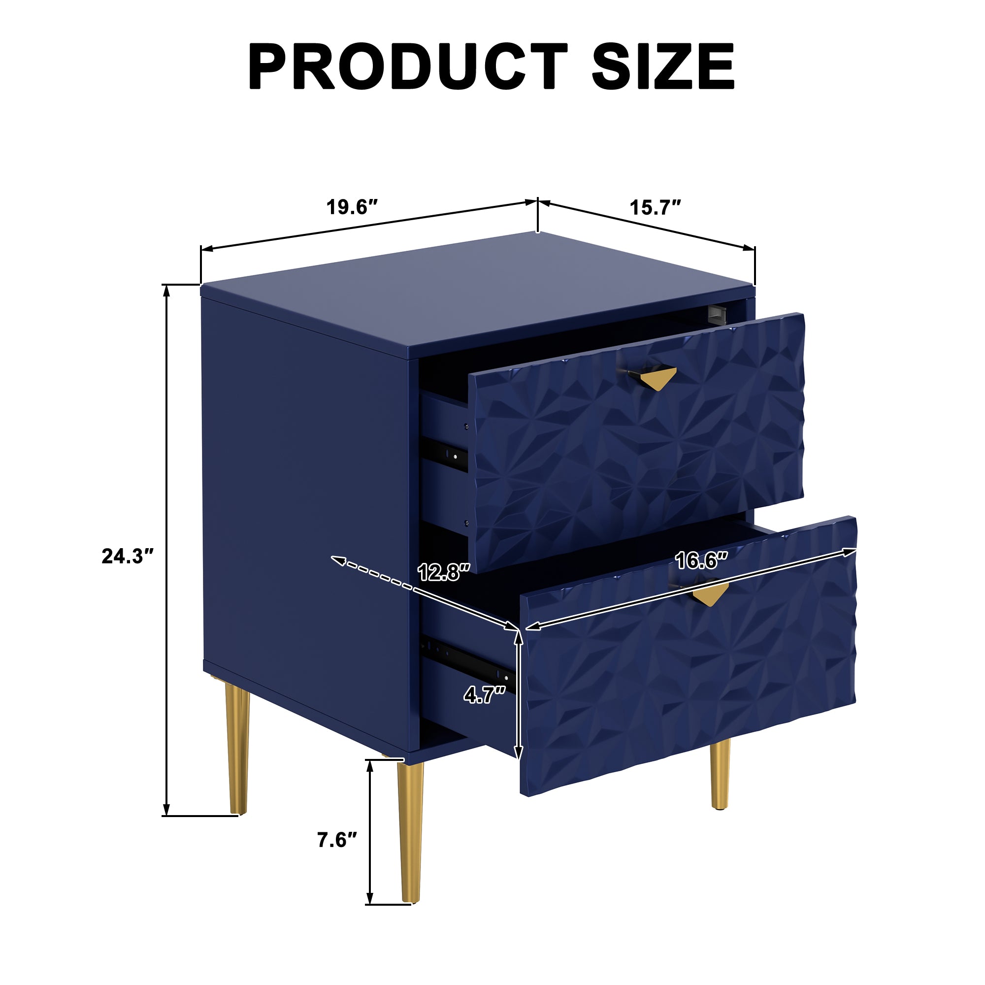 Boyel Living 2-Drawer Wood Nightstand with Tapered Support Legs