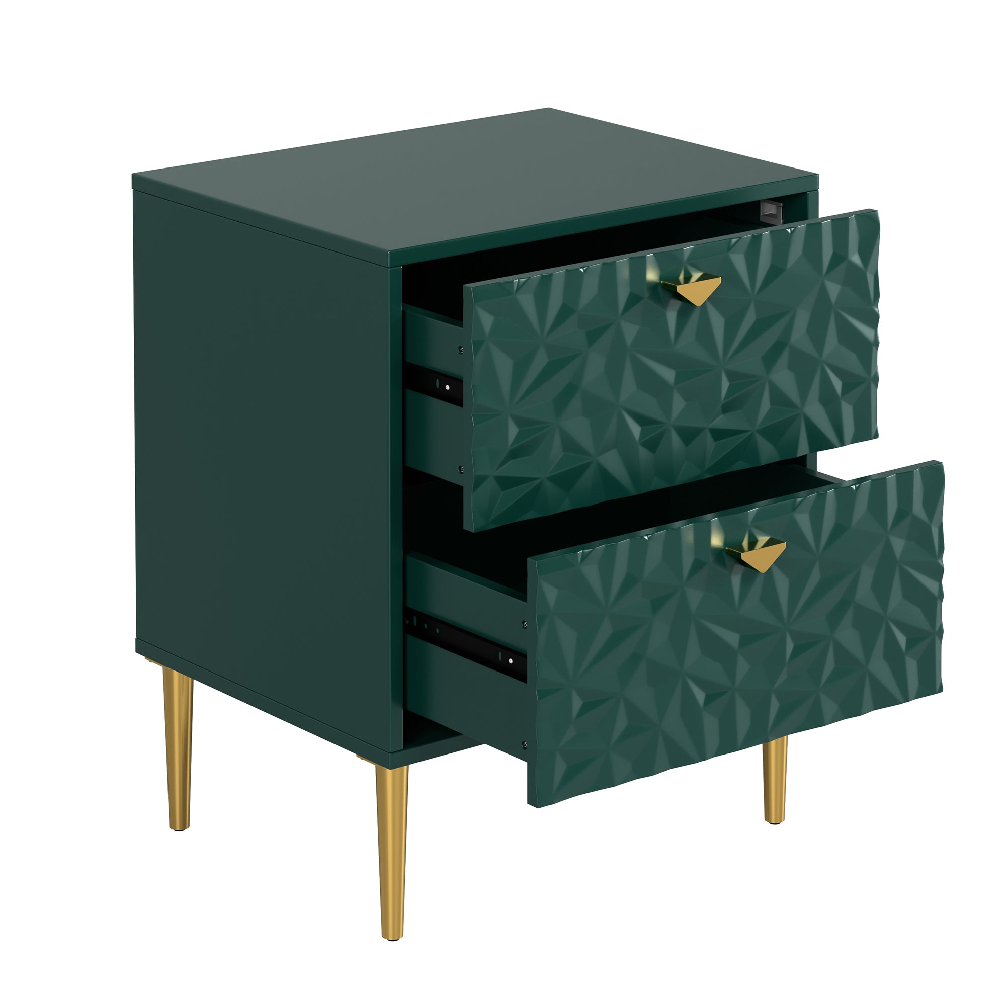 Boyel Living 2-Drawer Wood Nightstand with Tapered Support Legs