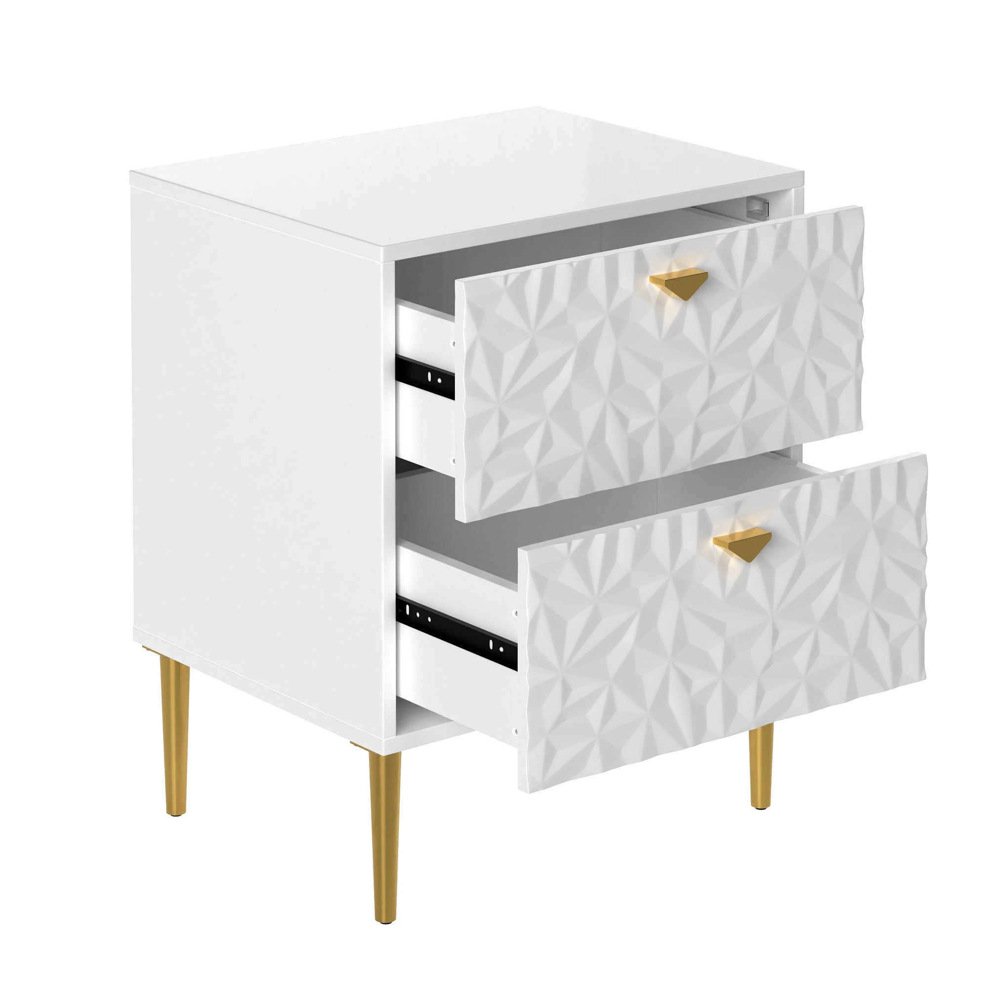 Boyel Living 2-Drawer Wood Nightstand with Tapered Support Legs