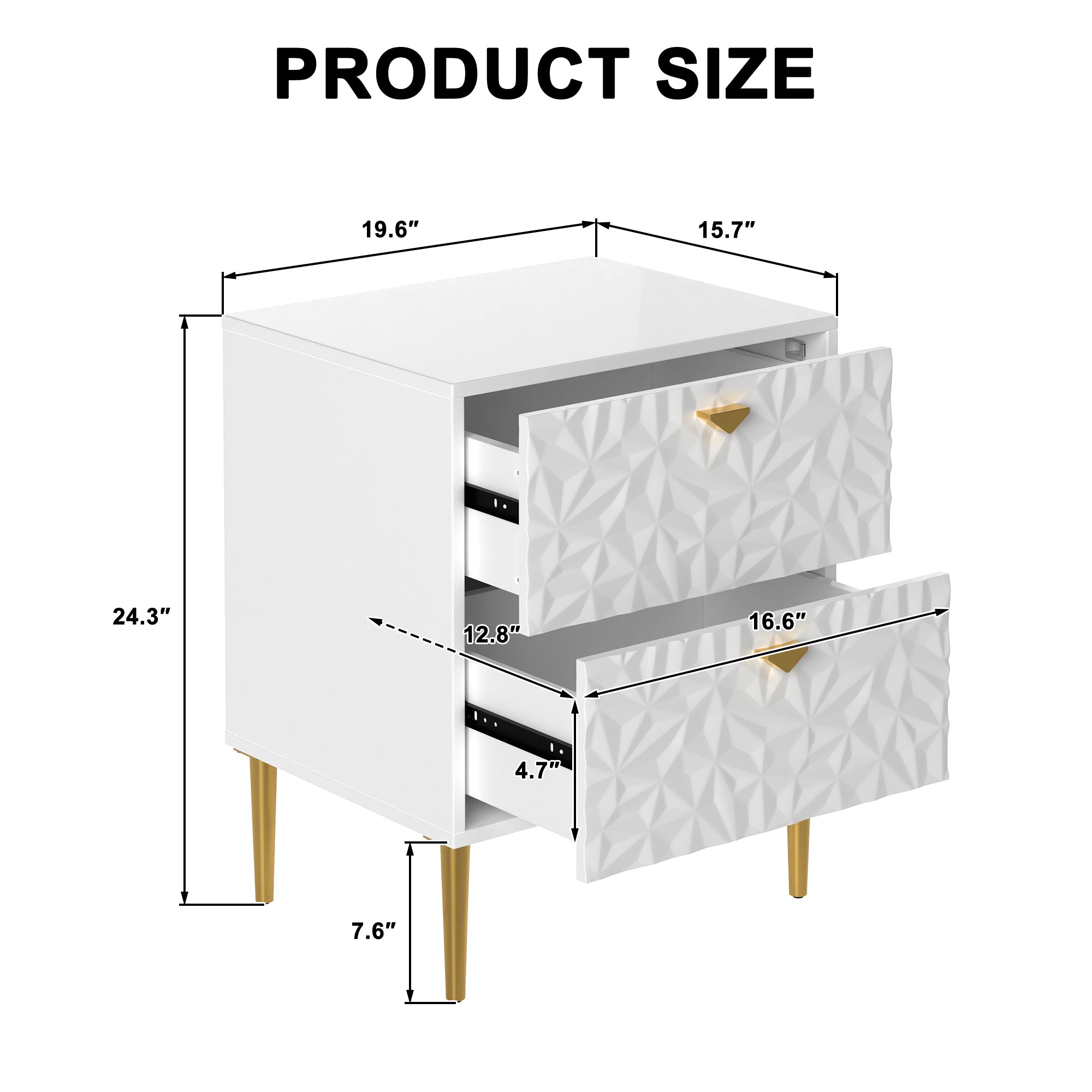 Boyel Living 2-Drawer Wood Nightstand with Tapered Support Legs