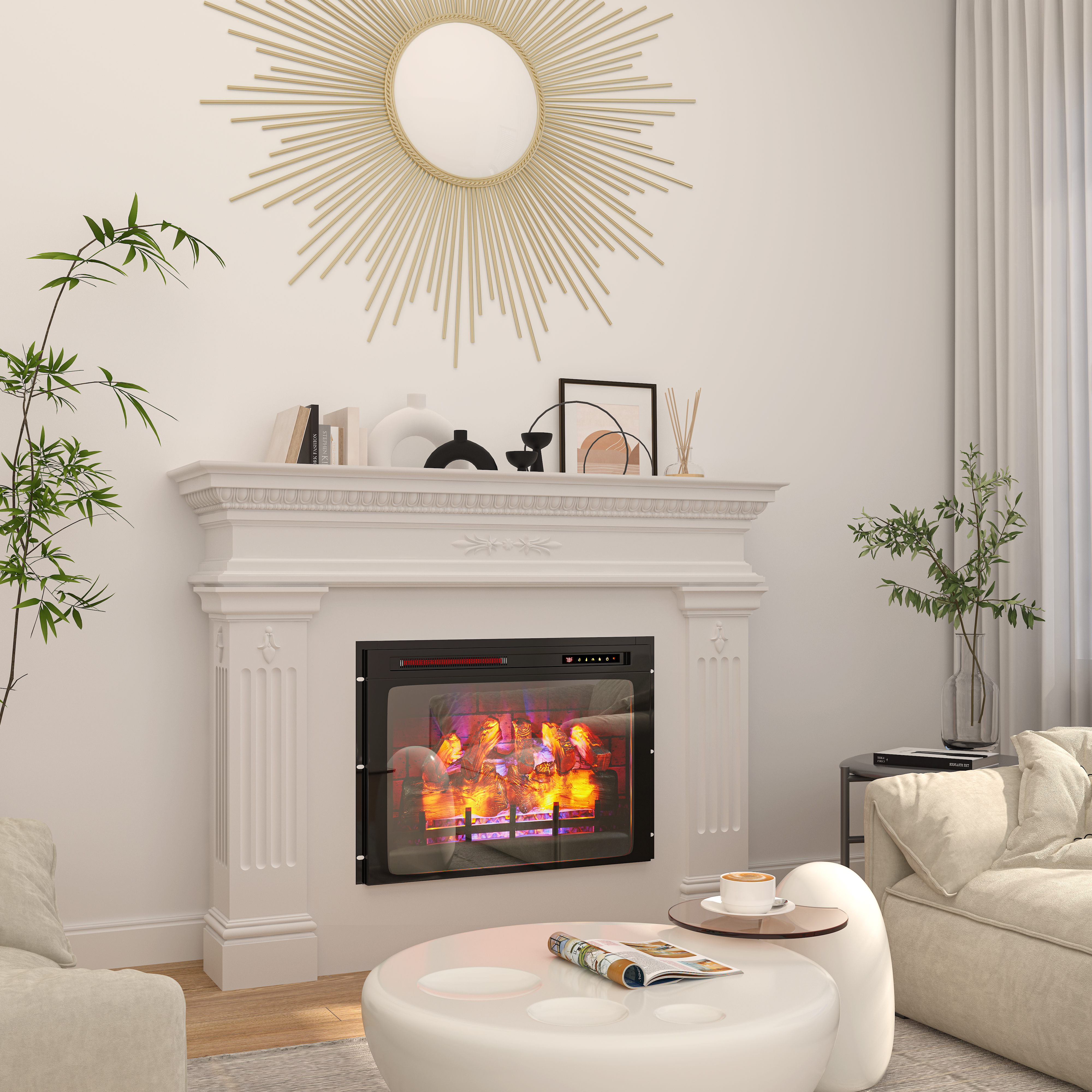 Mondawe 28 in. 5120 BTU Recessed Electric Fireplace with Double Overheat Protection & Remote Control and Touch Screen