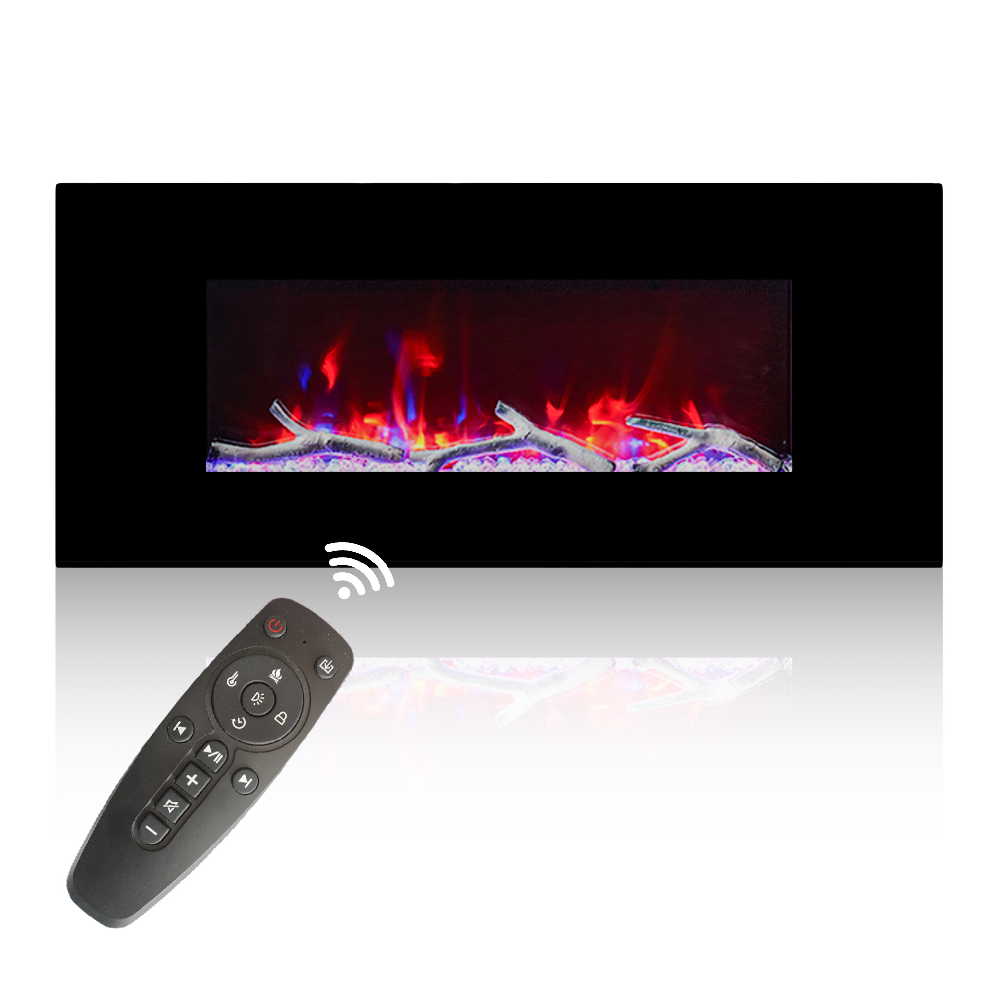 5120 BTU 42/50/60/72 in. Wall-Mounted Black Electric Fireplace Insert with 2-Speaker Stereo Sound