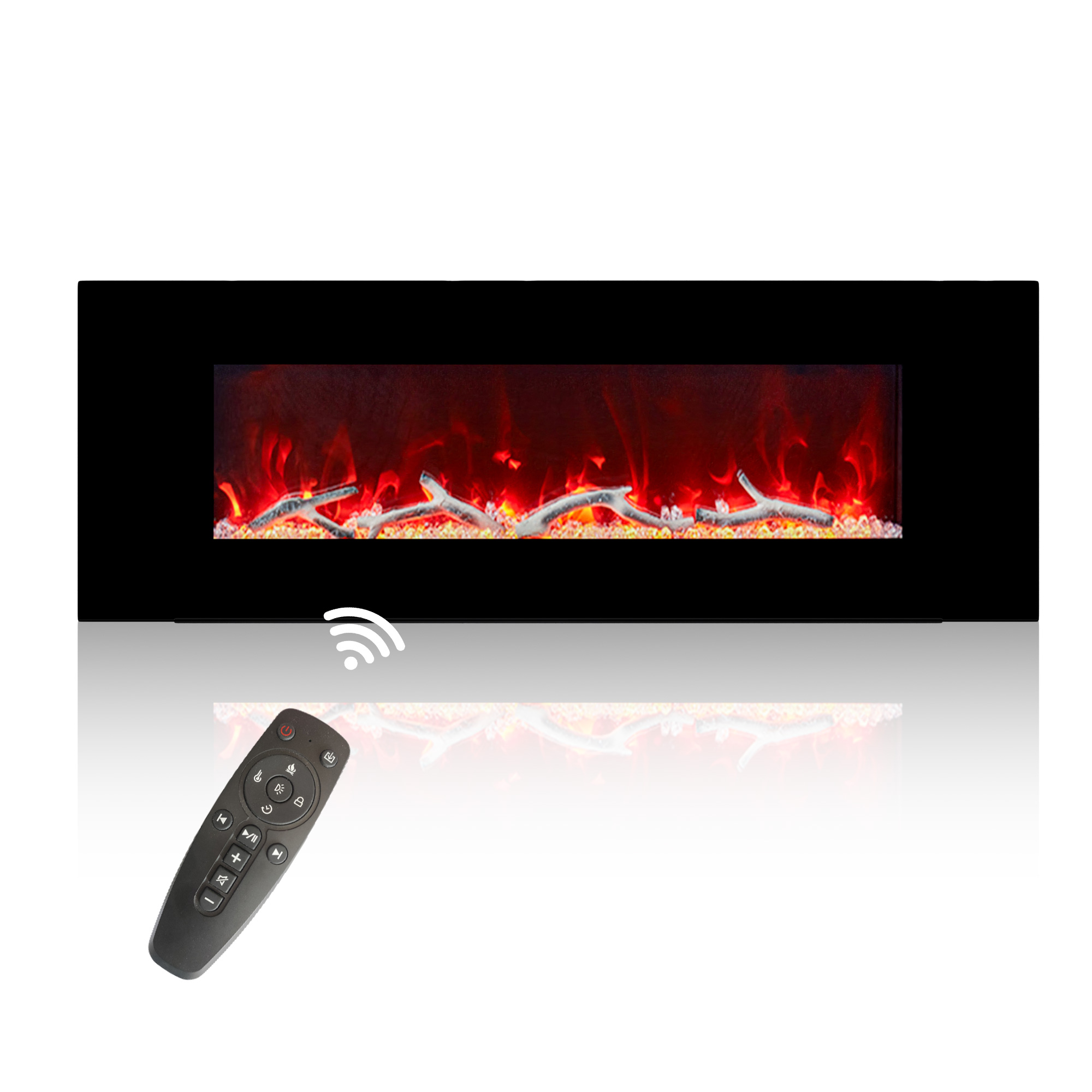 5120 BTU 42/50/60/72 in. Wall-Mounted Black Electric Fireplace Insert with 2-Speaker Stereo Sound