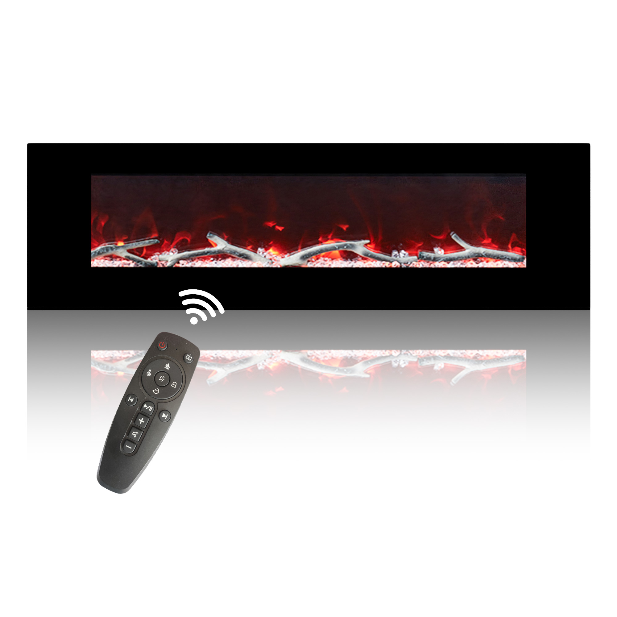 5120 BTU 42/50/60/72 in. Wall-Mounted Black Electric Fireplace Insert with 2-Speaker Stereo Sound