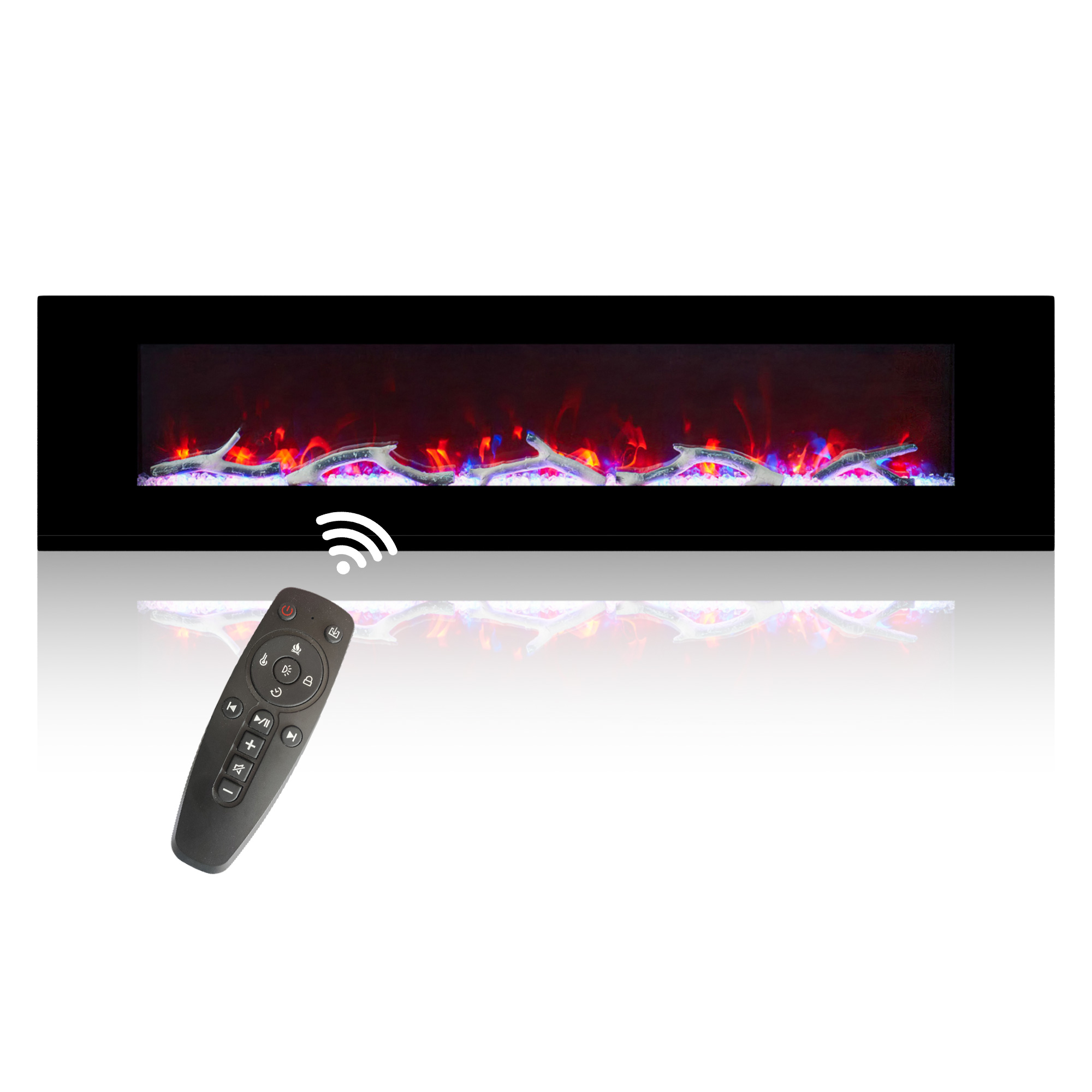 5120 BTU 42/50/60/72 in. Wall-Mounted Black Electric Fireplace Insert with 2-Speaker Stereo Sound