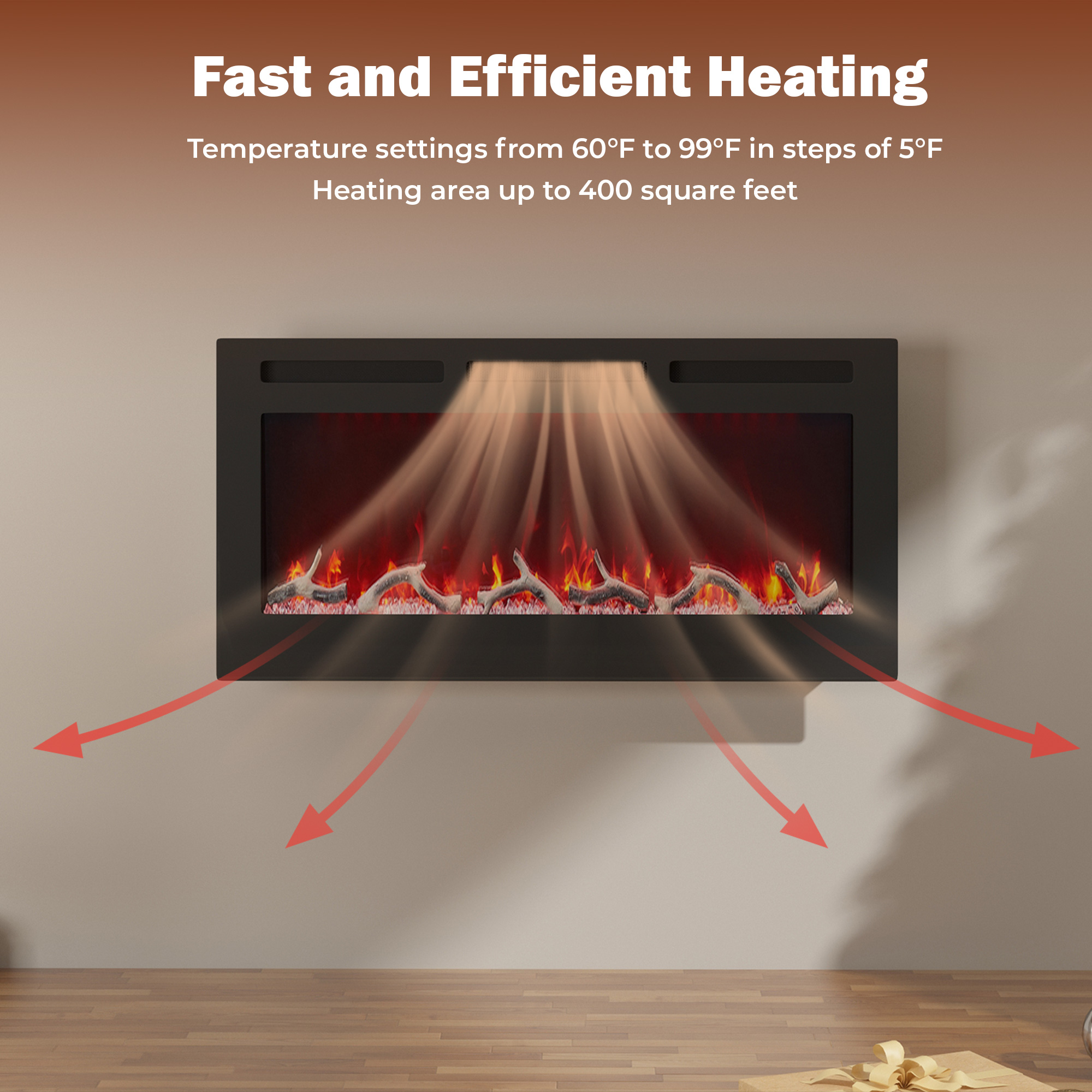 36/42/60/72 in. 4780 BTU Recessed/Wall-mounted Electric Fireplace