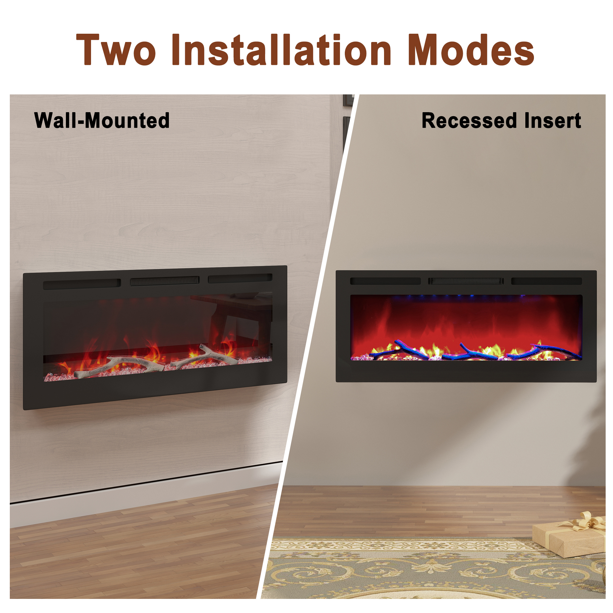 36/42/60/72 in. 4780 BTU Recessed/Wall-mounted Electric Fireplace