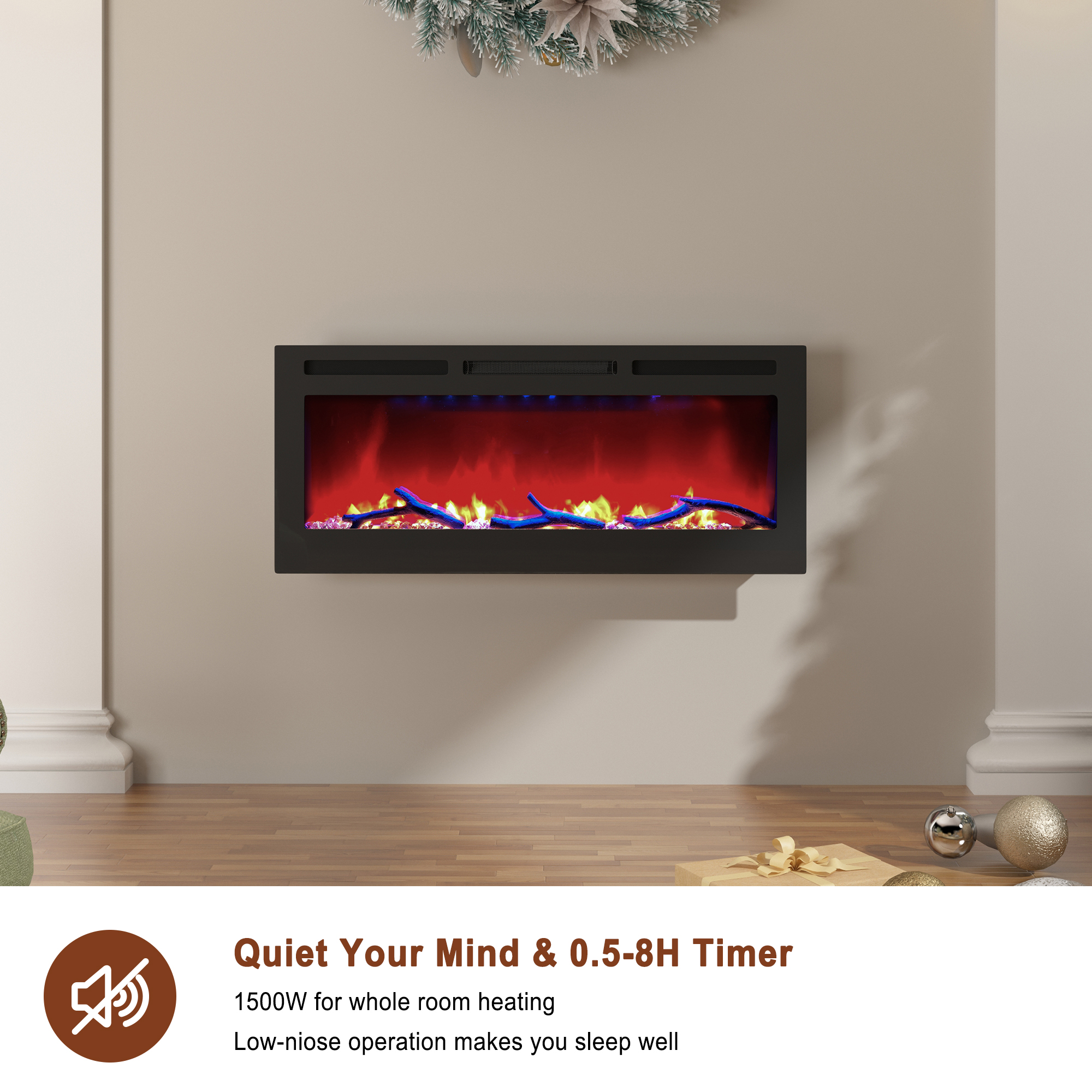 36/42/60/72 in. 4780 BTU Recessed/Wall-mounted Electric Fireplace