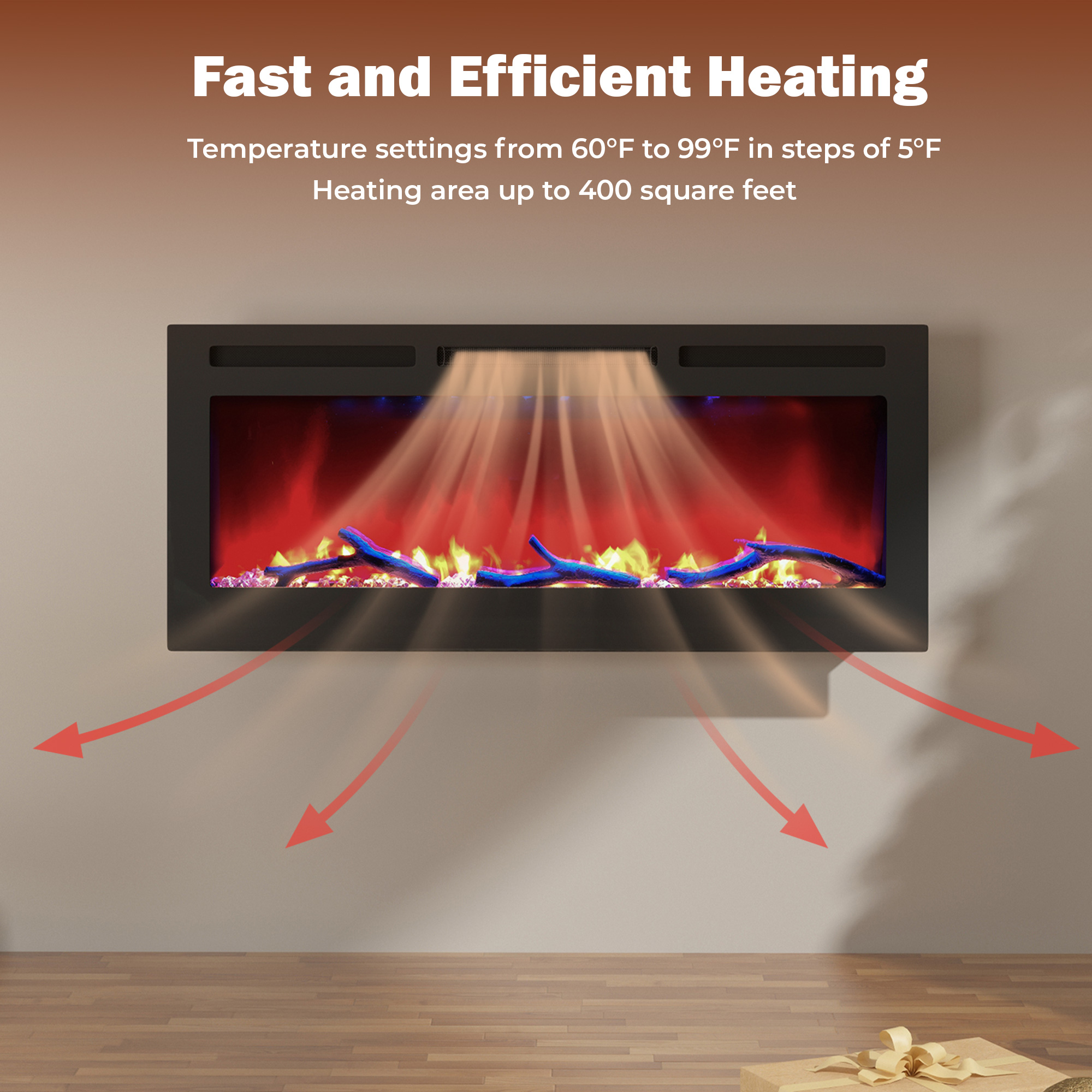 36/42/60/72 in. 4780 BTU Recessed/Wall-mounted Electric Fireplace