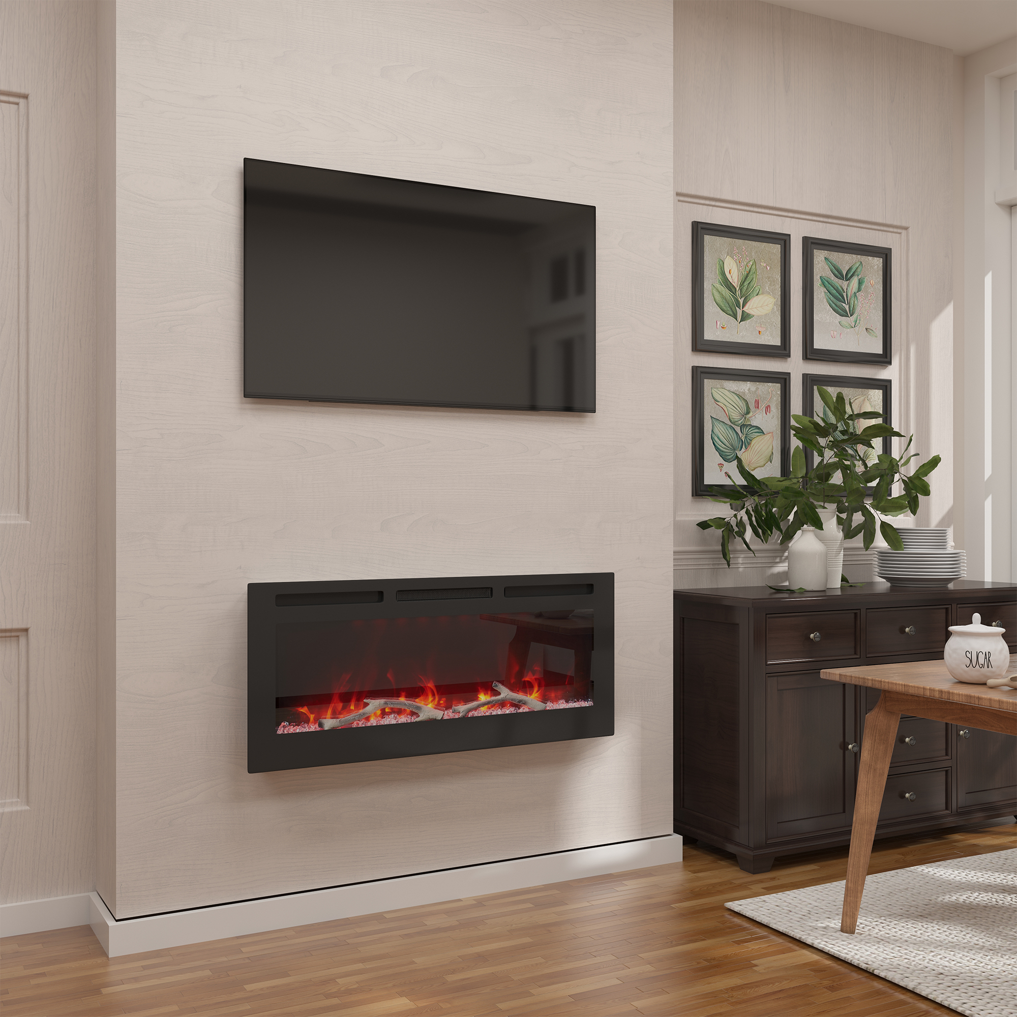36/42/60/72 in. 4780 BTU Recessed/Wall-mounted Electric Fireplace
