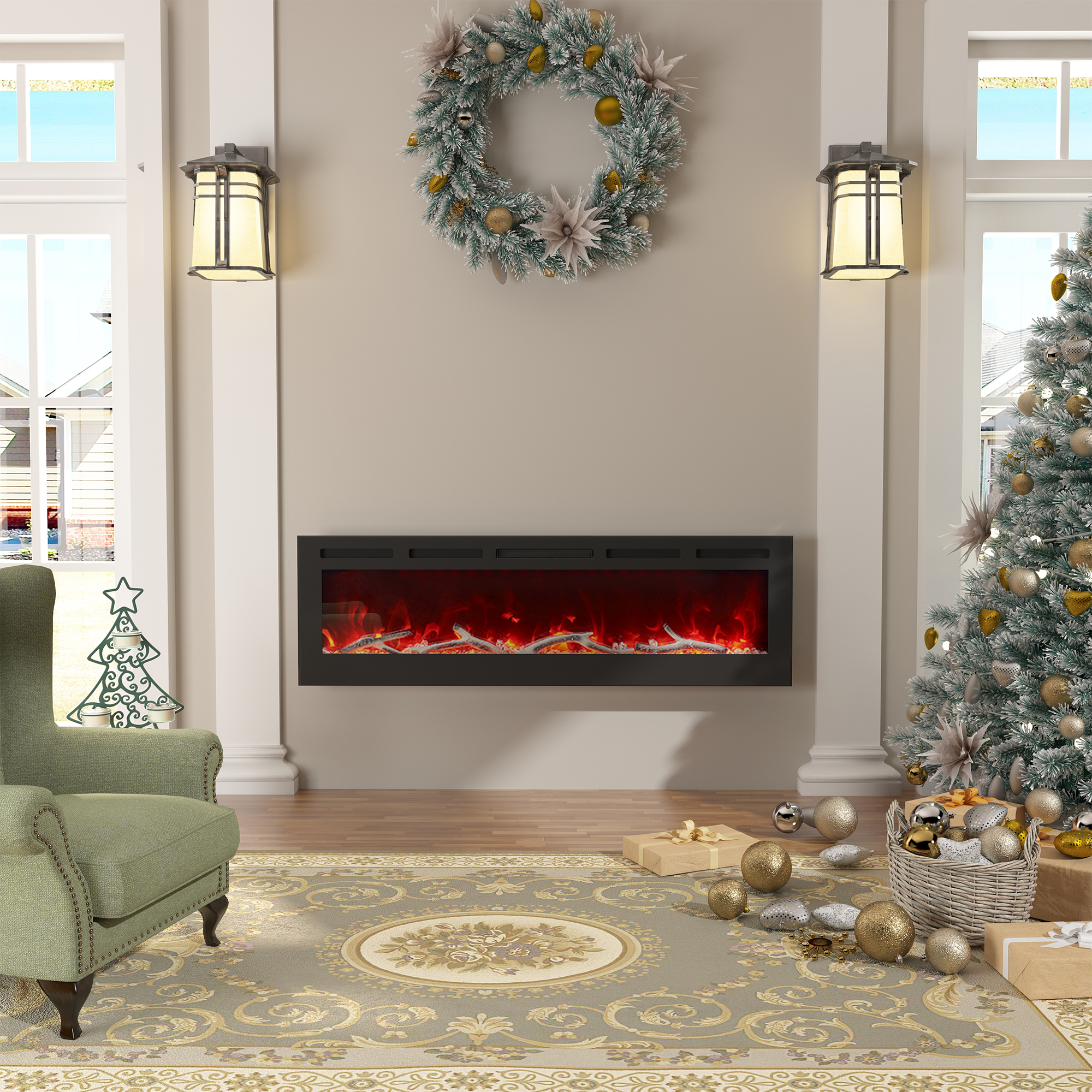 36/42/60/72 in. 4780 BTU Recessed/Wall-mounted Electric Fireplace