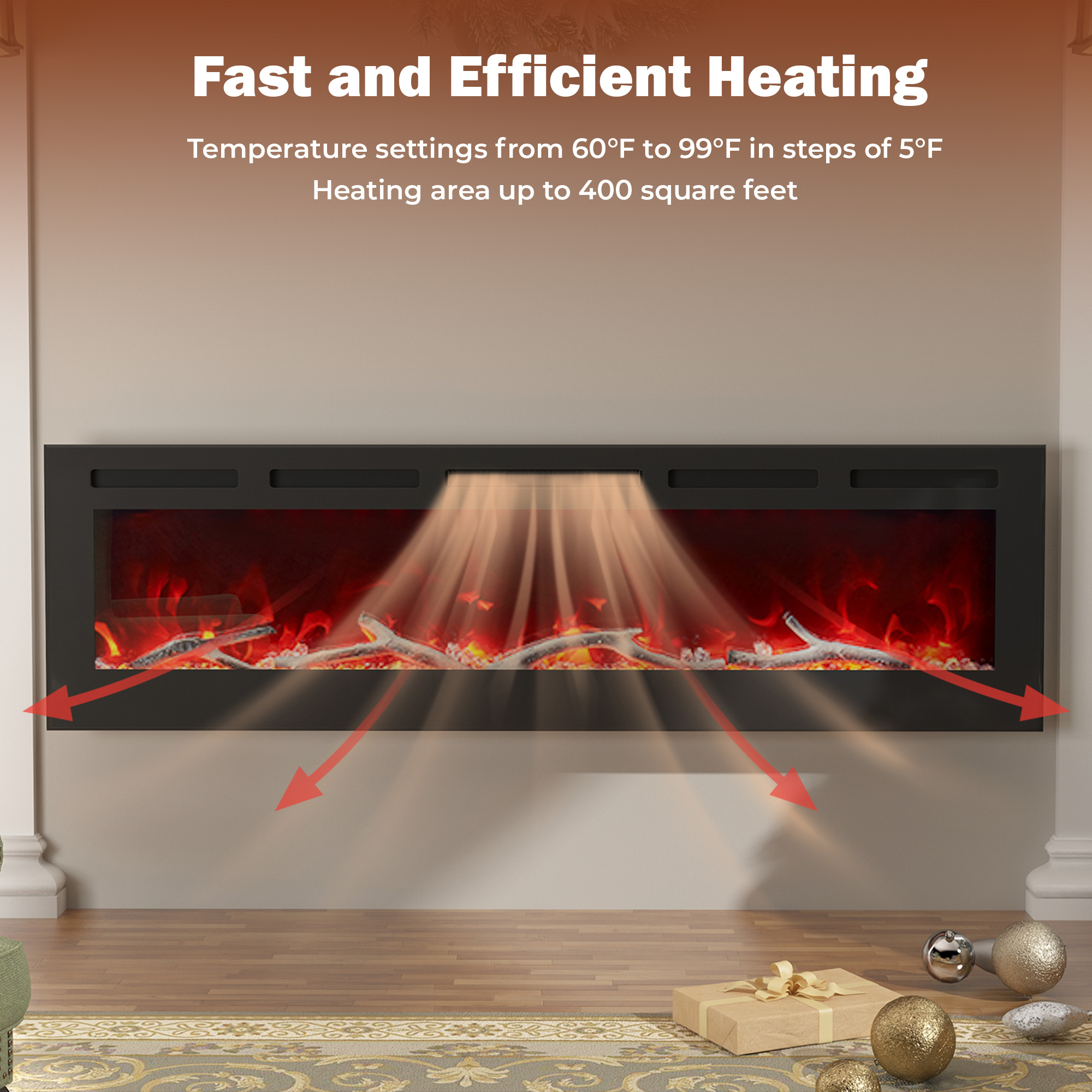 36/42/60/72 in. 4780 BTU Recessed/Wall-mounted Electric Fireplace