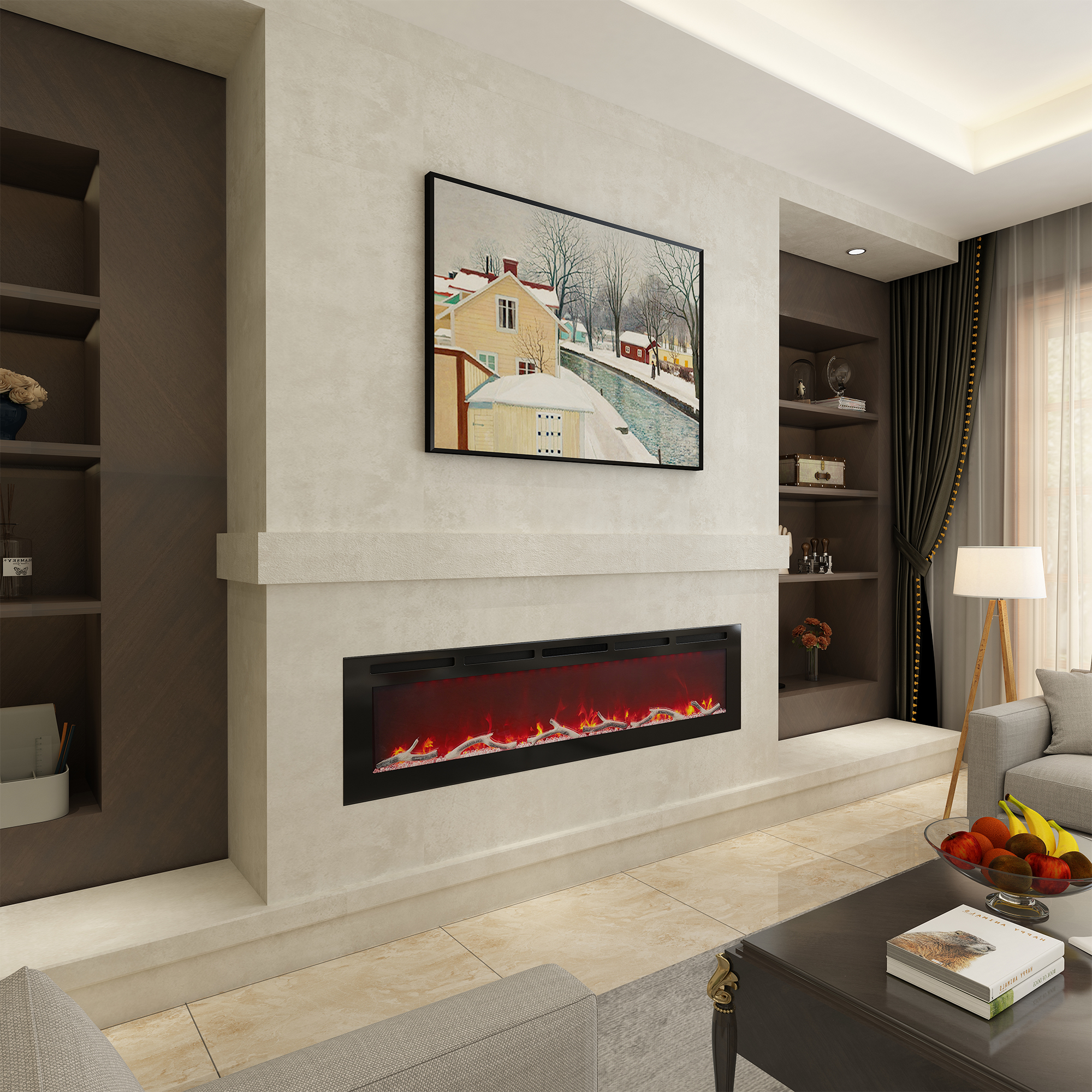 36/42/60/72 in. 4780 BTU Recessed/Wall-mounted Electric Fireplace