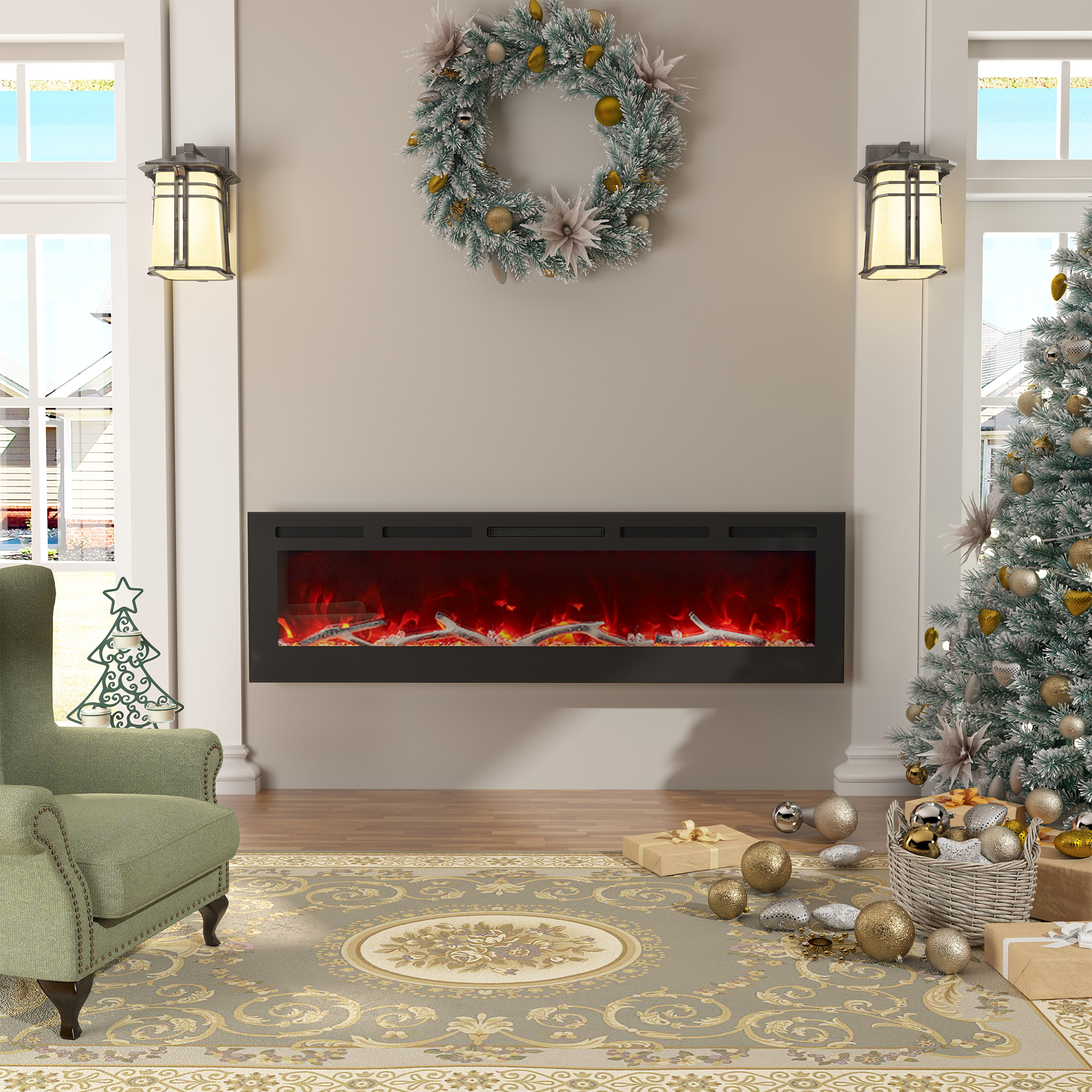 36/42/60/72 in. 4780 BTU Recessed/Wall-mounted Electric Fireplace