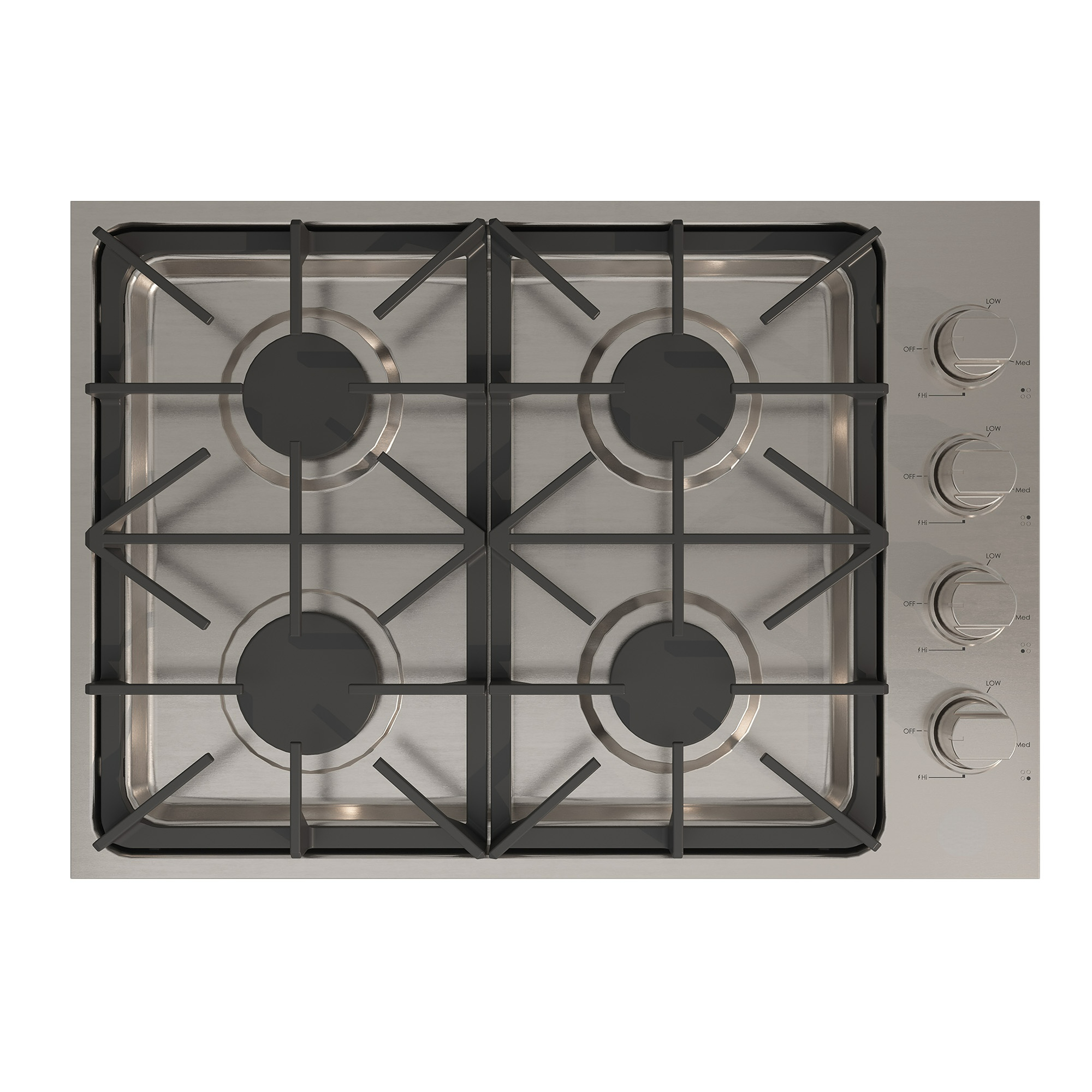 Built-in 30 in. Gas Cooktop in Stainless Steel with 4 Burners and LP Conversion Kit, CSA Certified