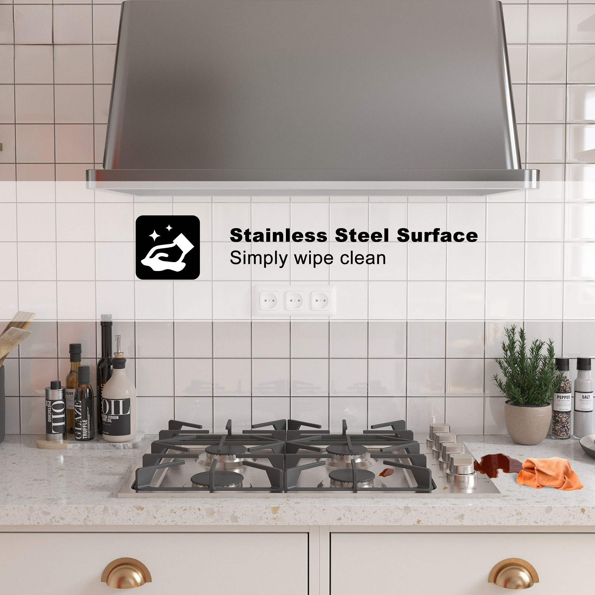 Built-in 30 in. Gas Cooktop in Stainless Steel with 4 Burners and LP Conversion Kit, CSA Certified