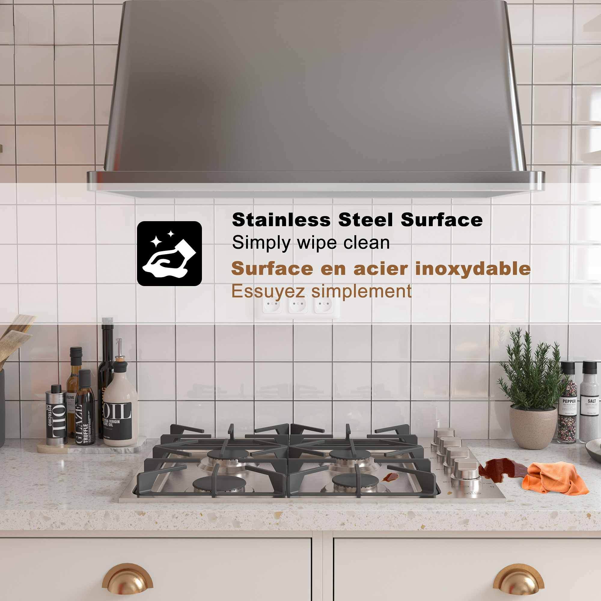 Built-in 30 in. Gas Cooktop in Stainless Steel with 4 Burners and LP Conversion Kit, CSA Certified