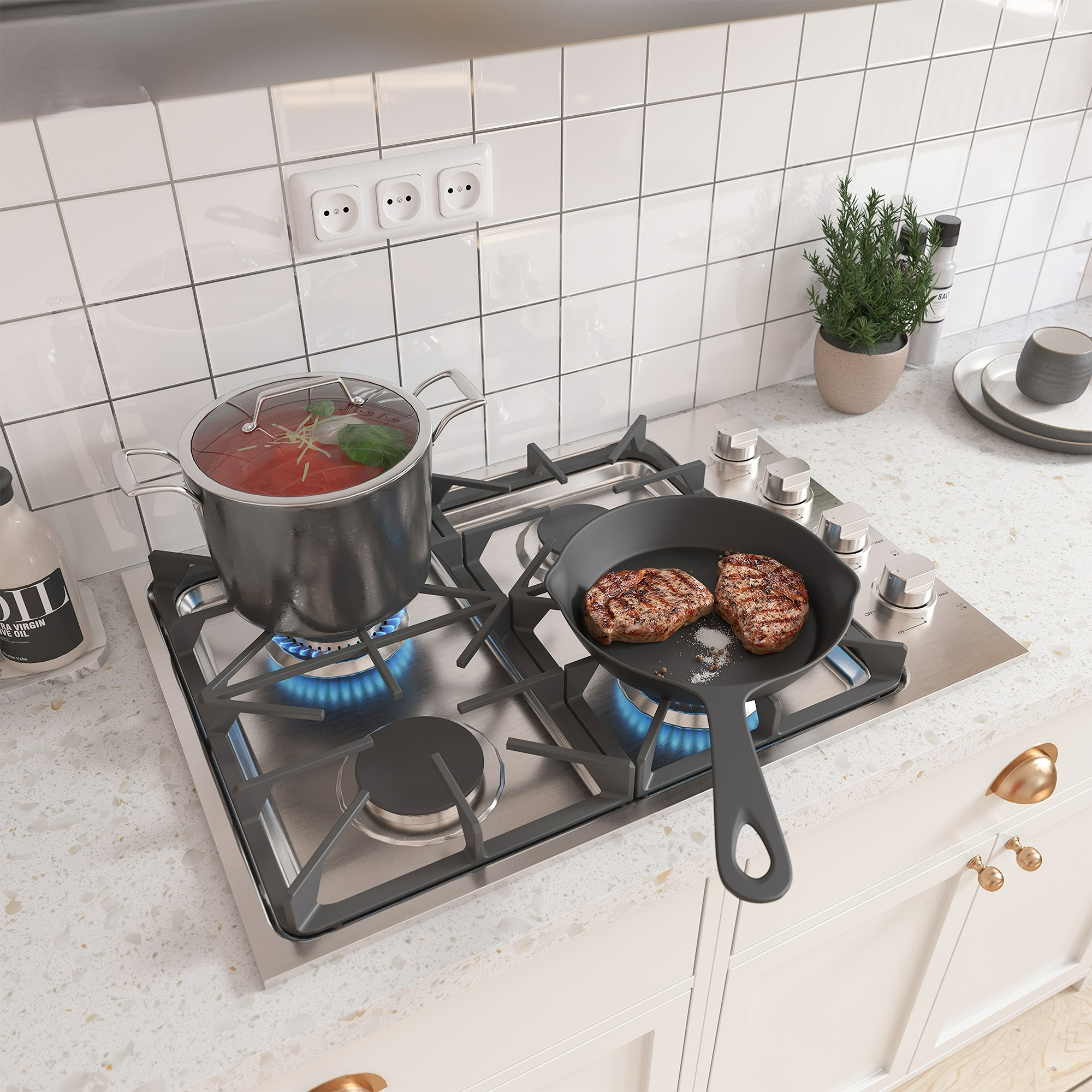 Built-in 30 in. Gas Cooktop in Stainless Steel with 4 Burners and LP Conversion Kit, CSA Certified